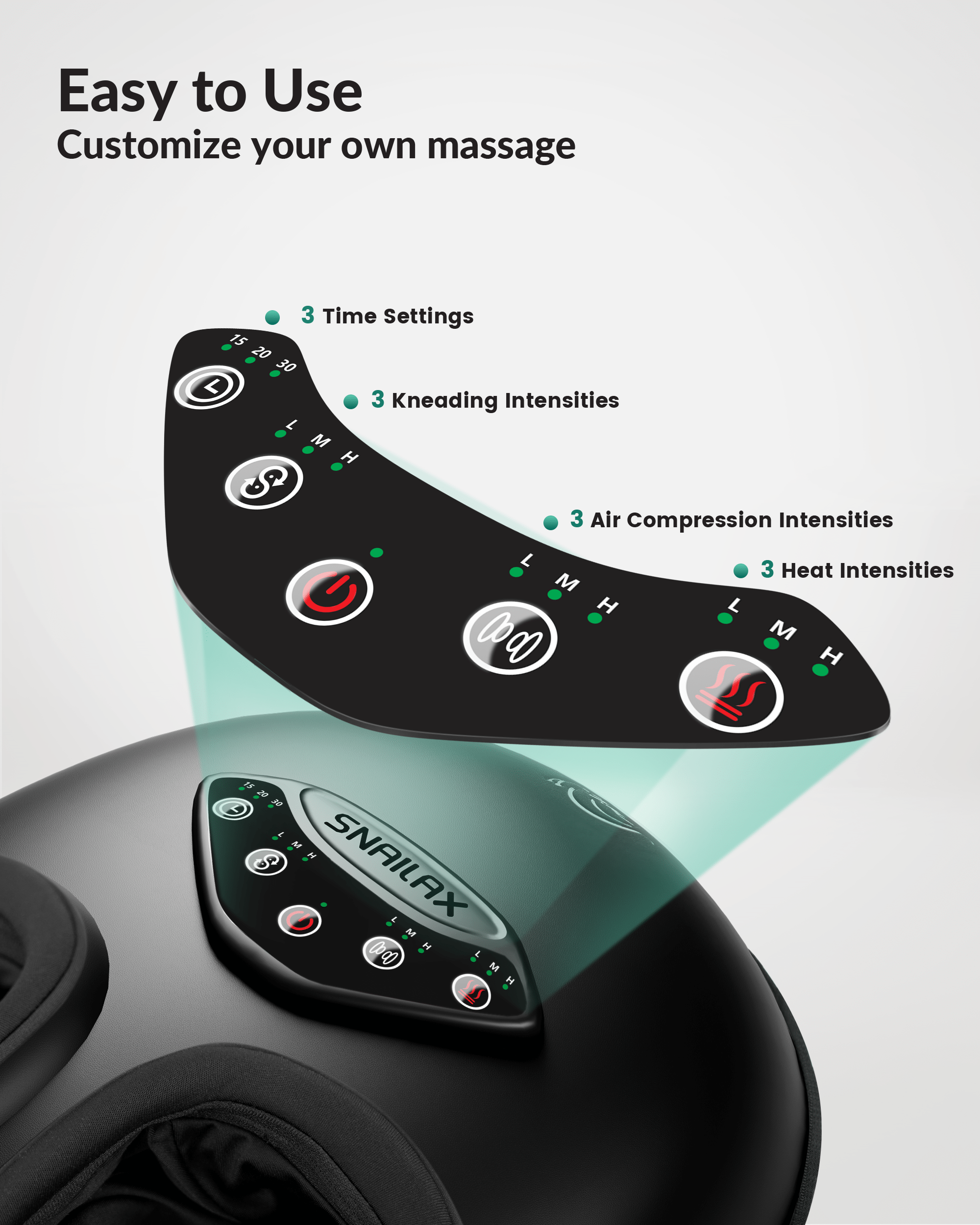 Snailax Shiatsu Foot Massager with Heat - Electric Rolling Compression Foot Massager Machine for Pain Relief, Size up to 14