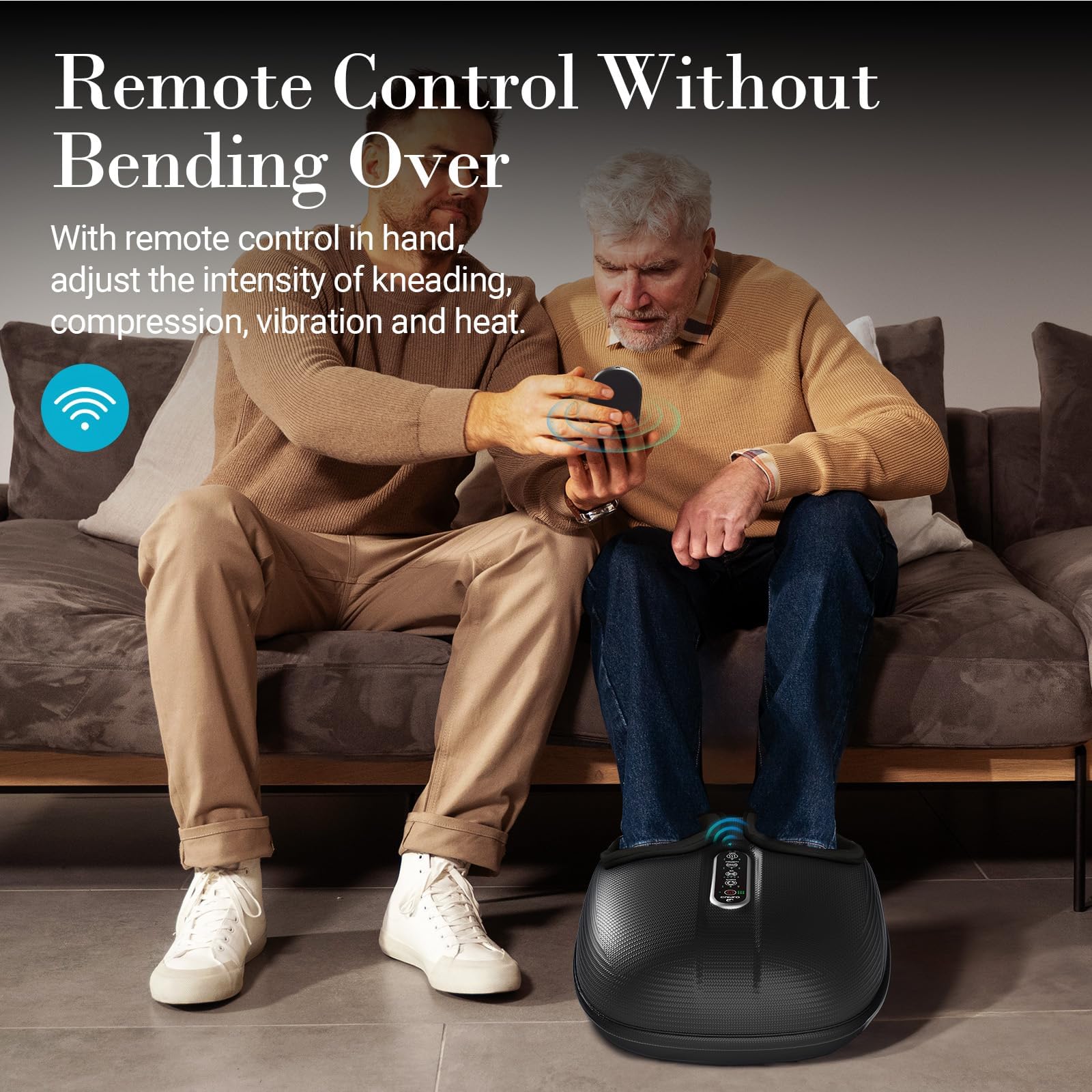 2025 Upgraded Shiatsu Foot Massager with Heat & Remote Control - FSA HSA Eligible Deep Kneading Compression Massage for Neuropathy, Plantar Fasciitis Relief - Perfect Gift for Men - Use at Home/Office for Relaxation & Pain Relief