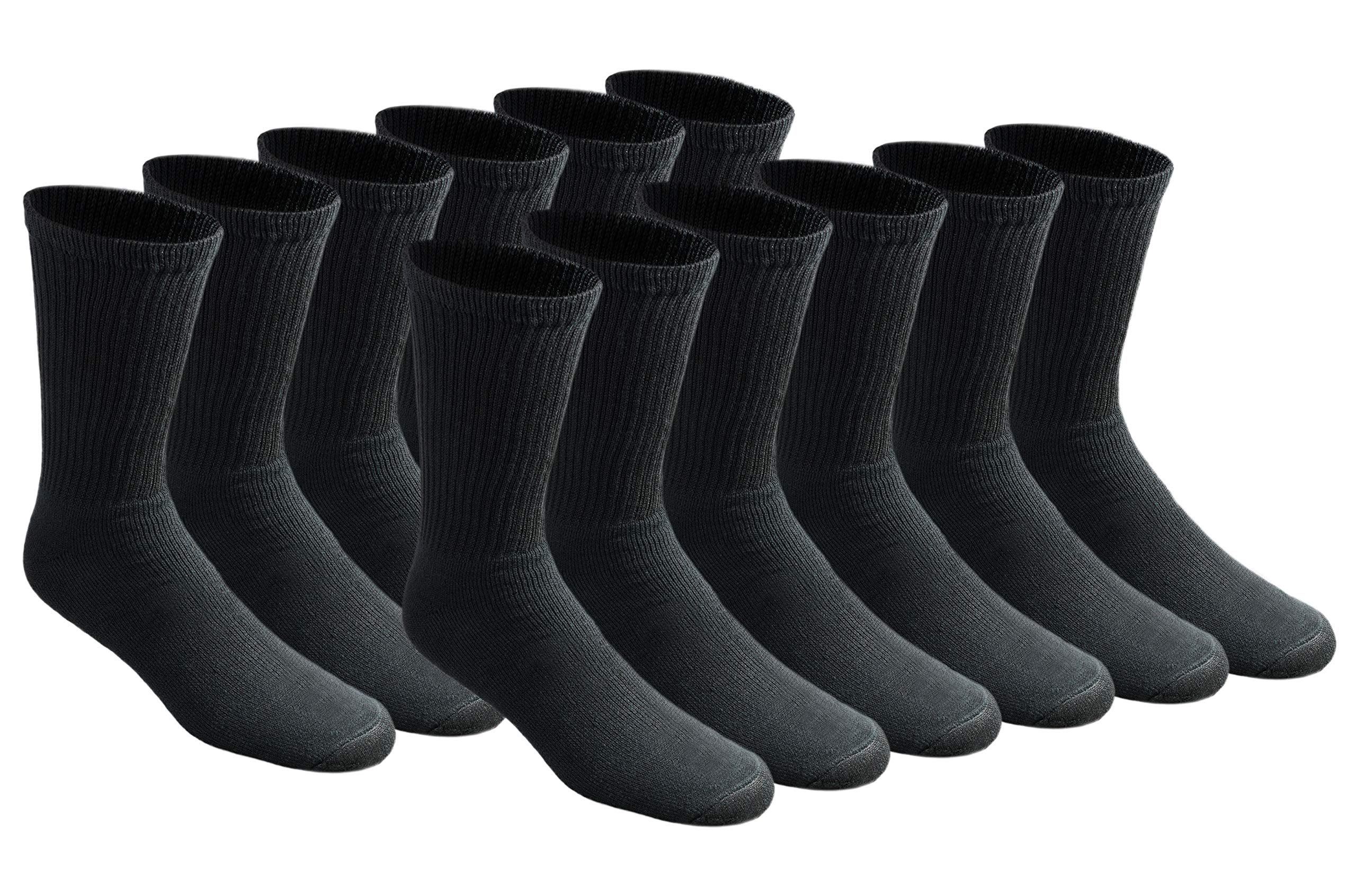Dickies Men's All-Purpose Cushion Crew Socks - 6/12 Pairs Pack - Comfortable Work & Casual Socks for Daily Wear, Hiking & Outdoor Activities