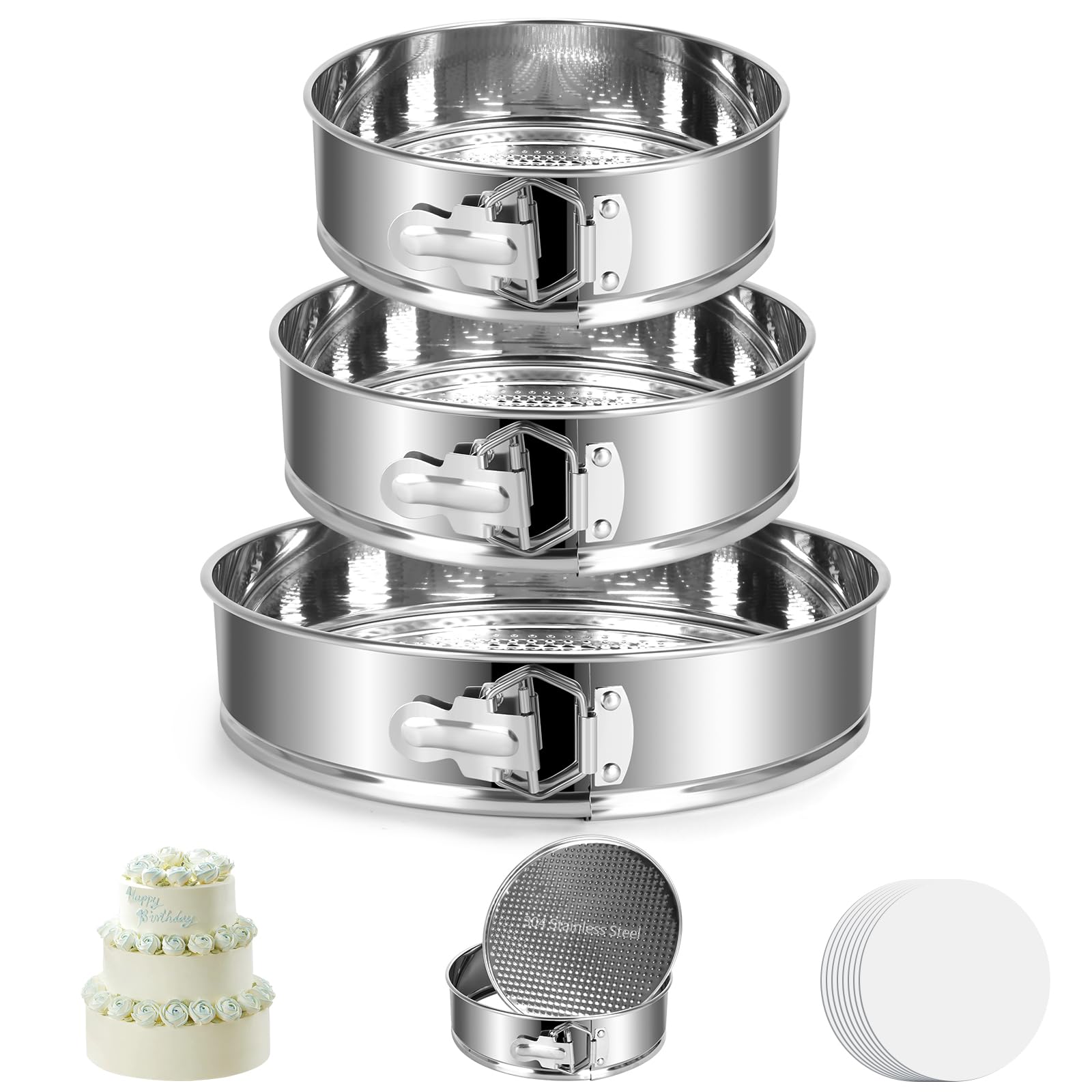 Premium Stainless Steel Springform Pan Set - 7