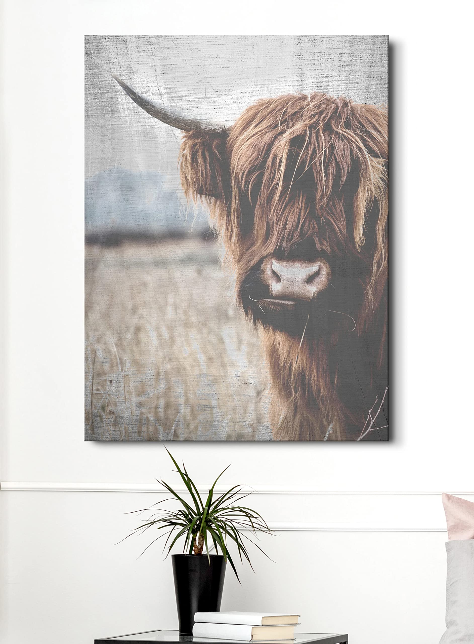 Highland Cattle Wall Art - Large Canvas Print 30x40 Inches, Farmhouse & Woodland Decor, Highland Cow Pictures for Living Room, Bedroom, Office | Perfect Rustic Home & Farm Decor
