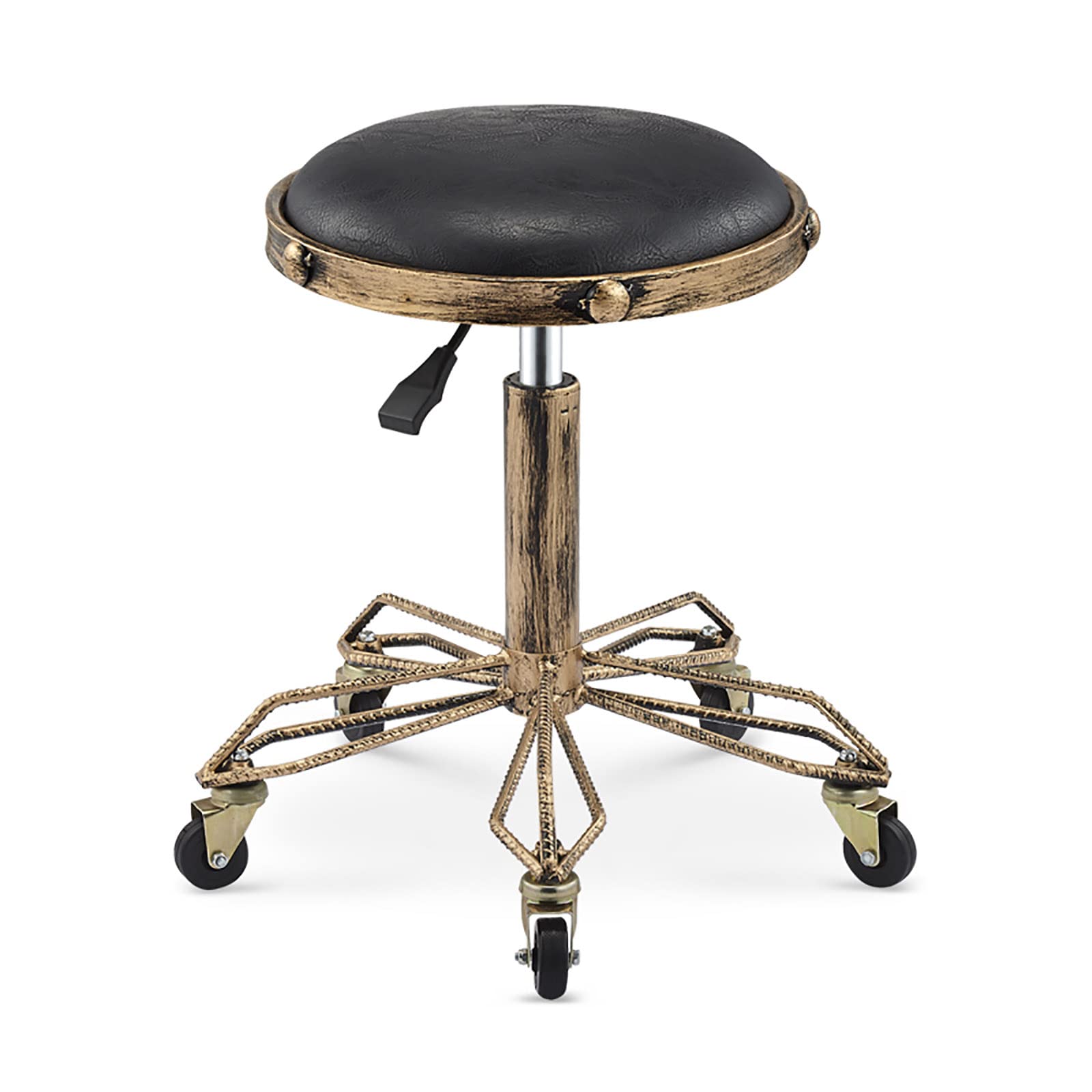 Adjustable Height Rolling Stool with Wheels - PU Leather Swivel Office Stool for Salon, Drafting, Massage & Spa (12.6