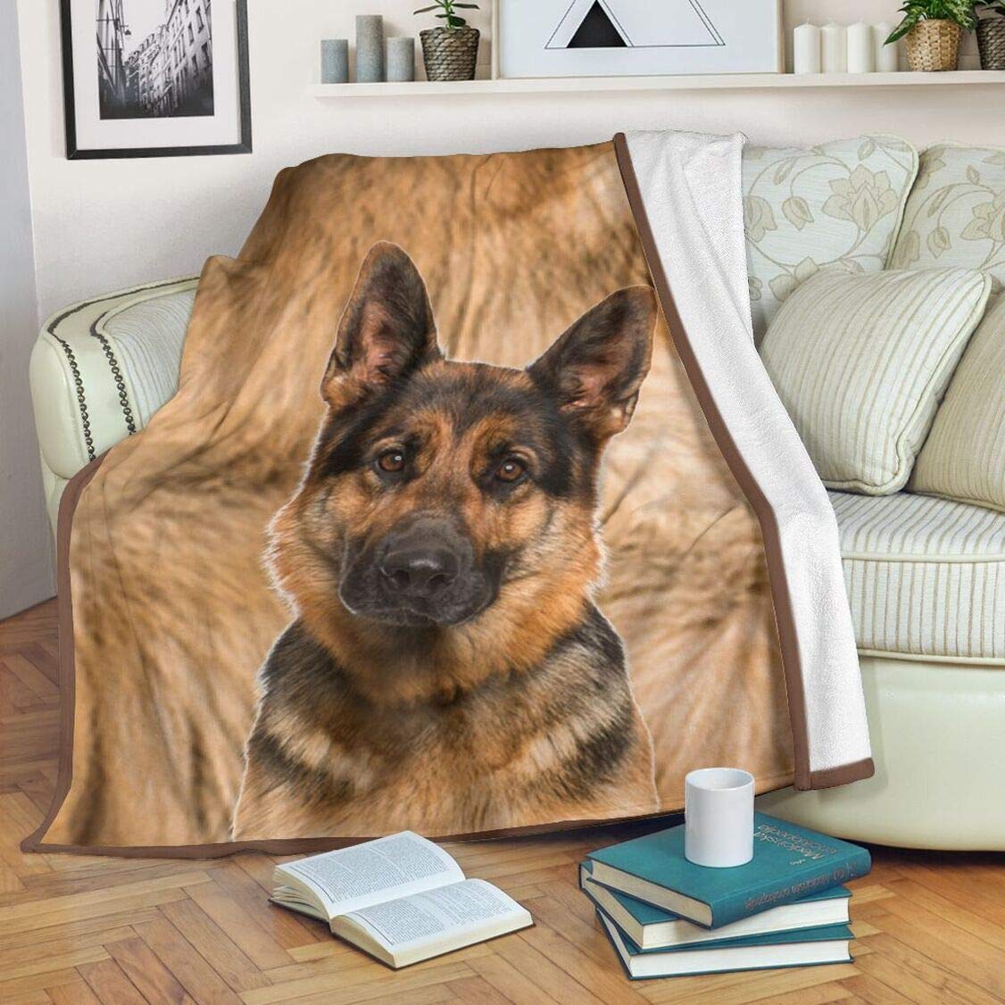Premium Brown German Shepherd Blanket - Soft Washable Lightweight Warm Winter Dog Blanket for Kids, Couch, Car & Camping | Cozy Pet Bed & Perfect Christmas New Year Gift for Dog Lovers | Great for Home, Travel & Outdoor Adventures