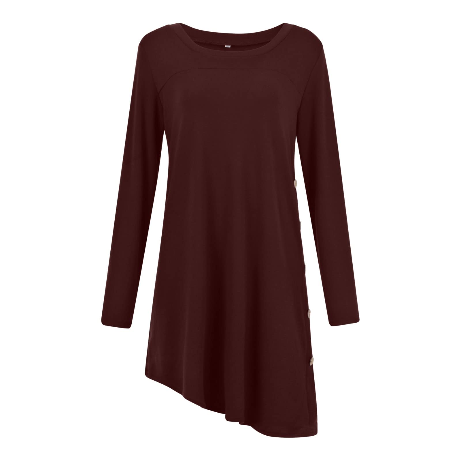 HAOREEKZ Women's Fall Dresses 2023 - Fashion Casual Solid Color Button Down T-Shirt Dress with Long Sleeves for Party, Work & Everyday Wear | Elegant Sleeveless Dress for Women