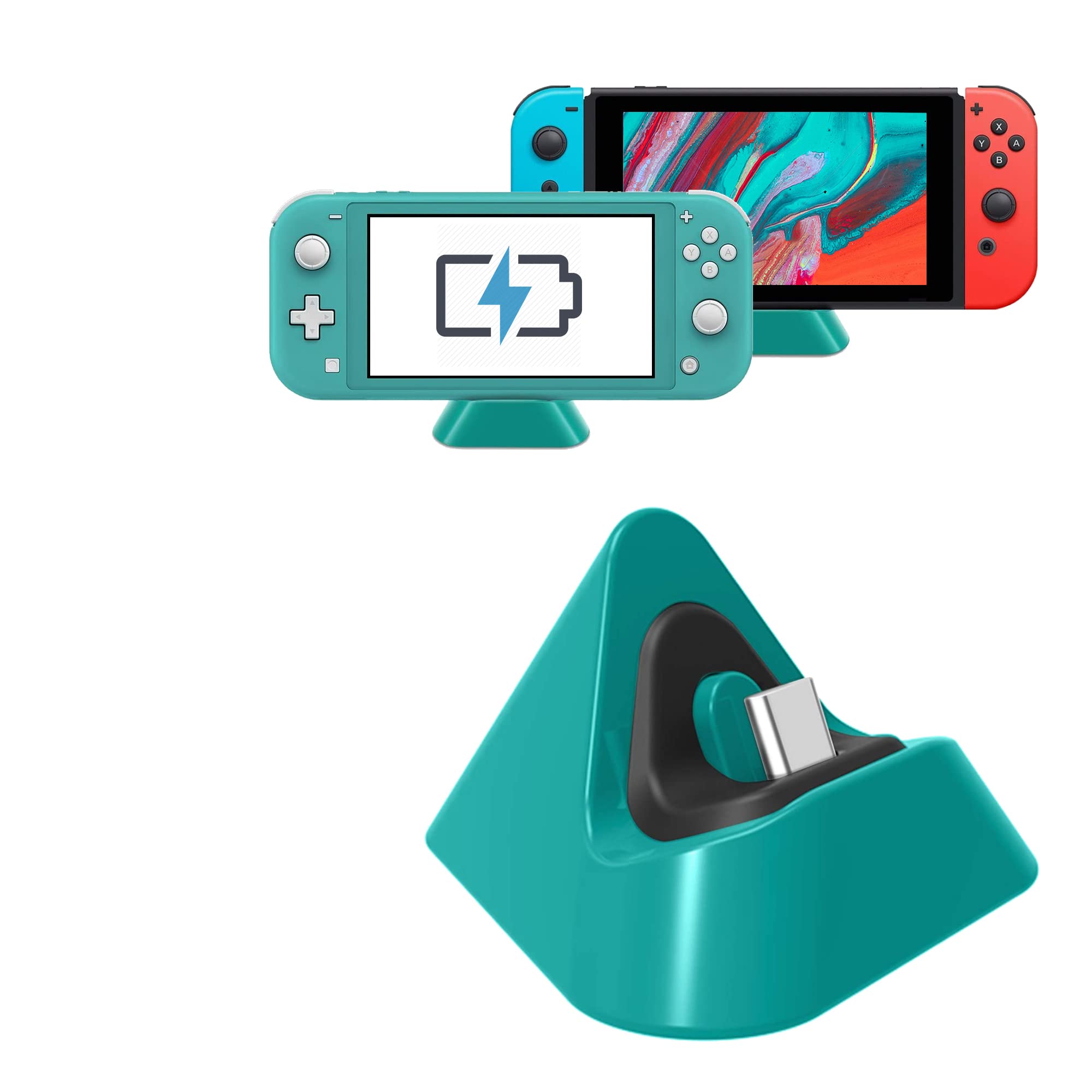Nintendo Switch Lite Charging Dock - Fast Charging Stand Station for Nintendo Switch & Switch Lite (Green) - Perfect for Gaming at Home or Travel