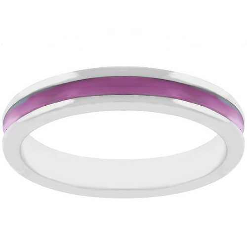 Fuchsia Enamel Eternity Ring for Women - Dainty Stackable Band for Anniversary, Wedding, or Everyday Wear