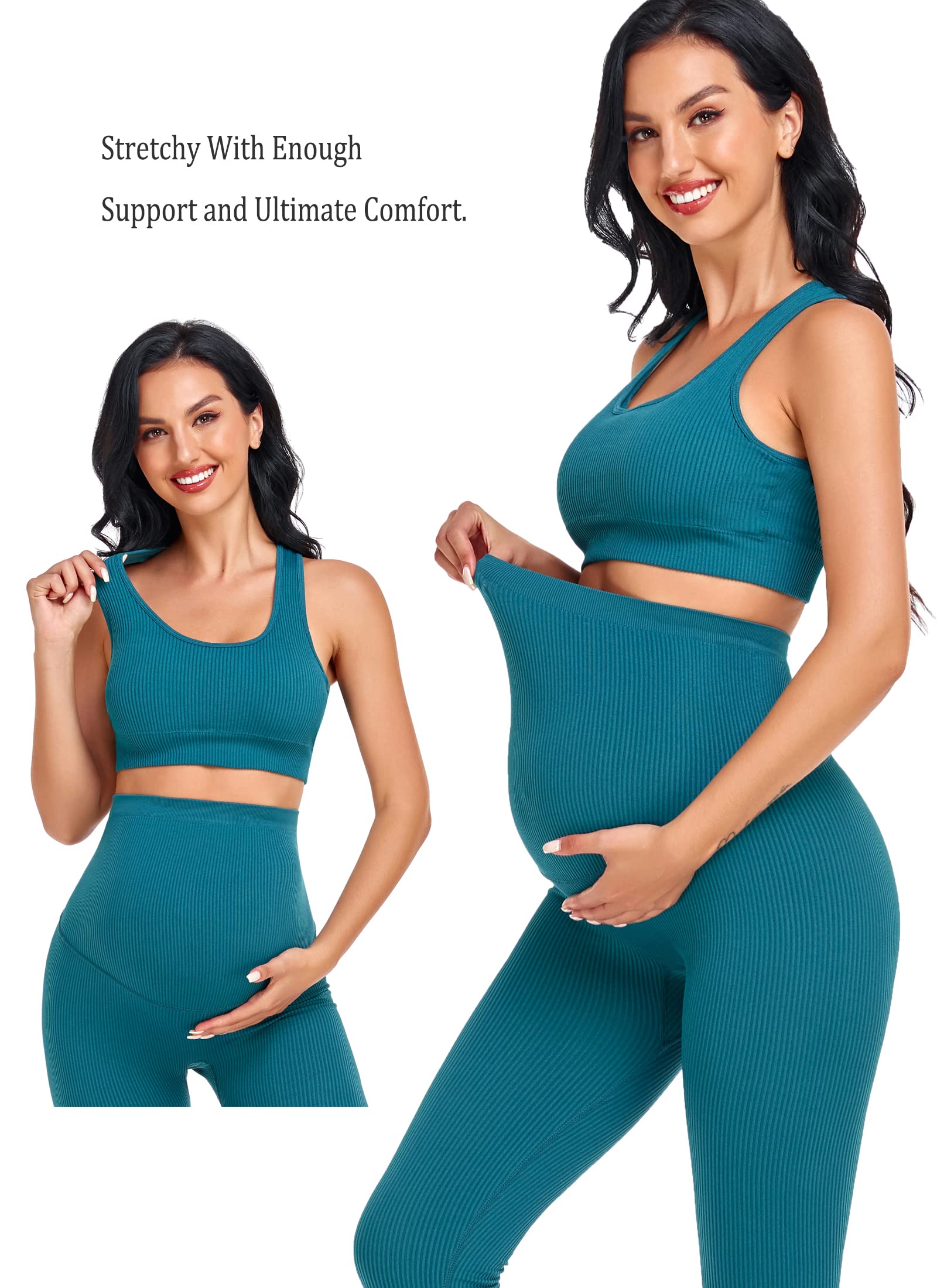 Women's Maternity 2-Piece Outfit Set - Comfortable Nursing Bra & Stretchy Shorts for Pregnancy - Yoga, Workout & Lounge Wear - Perfect for Prenatal Exercise, Relaxing at Home and Postpartum Recovery