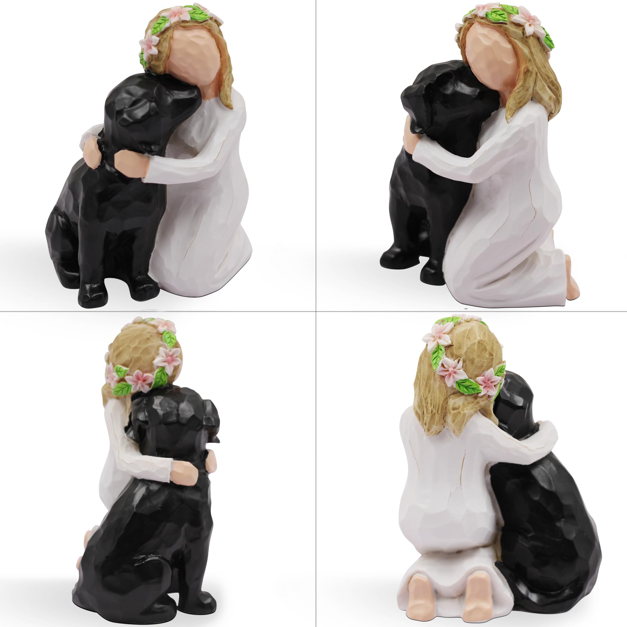 BORLESTA Dog Memorial Gifts - Sympathy Bereavement Gift for Loss of Pet, Angel Figurine for Dog Lovers - Comforting Keepsake for Home, Office or Memorial Display (Black)