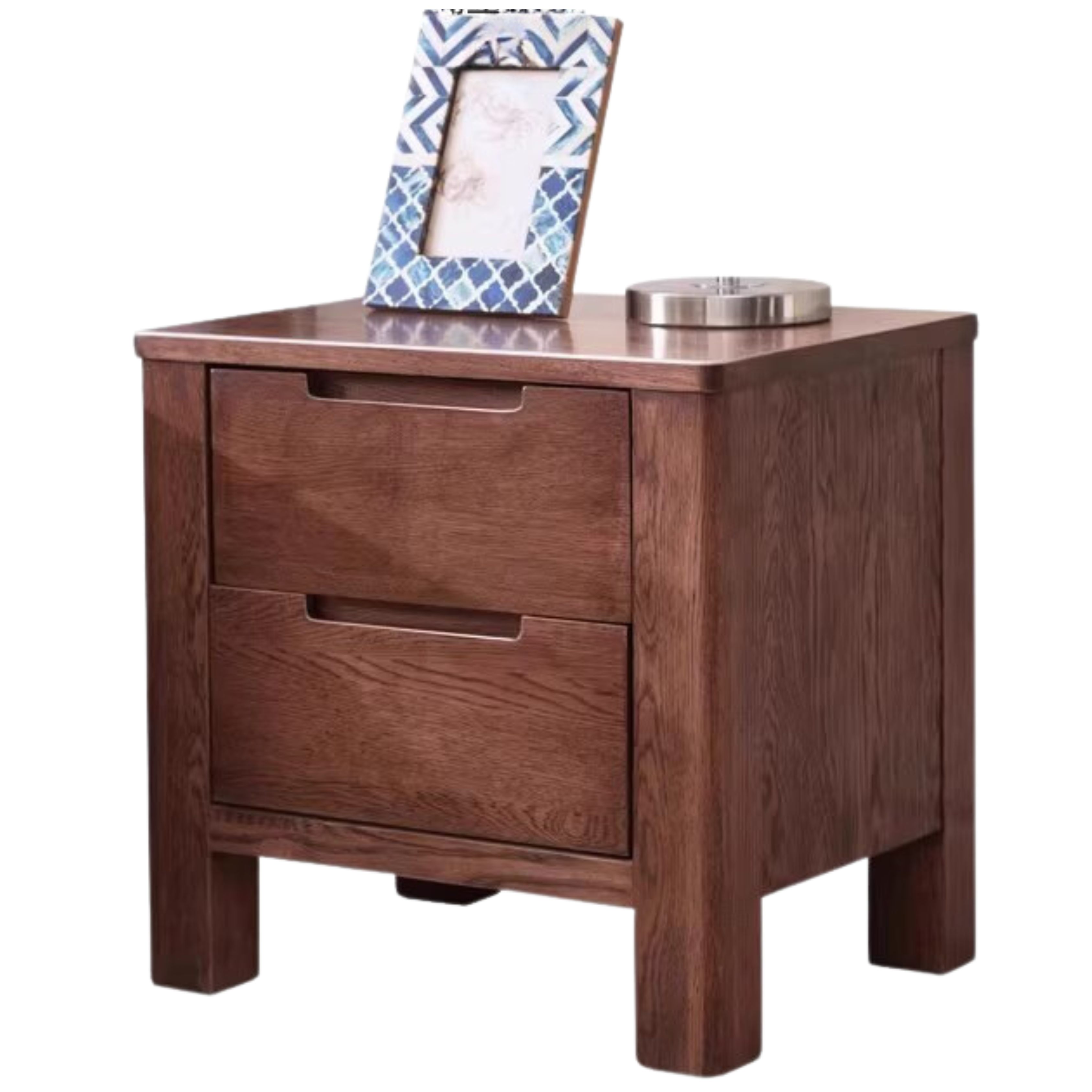 17.7x14.2x17.7 inch / 45x36x45cm / Walnut Color / two-drawer Nightstand