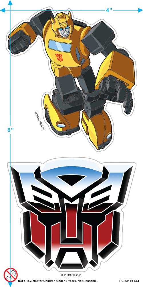 PopFunk Classic Transformers Bumblebee Graphic T-Shirt for Kids 7+ Years - Unisex Short Sleeve Tee with Stickers (Medium, Carolina Blue) - Perfect for School, Playdates & Superhero Costumes