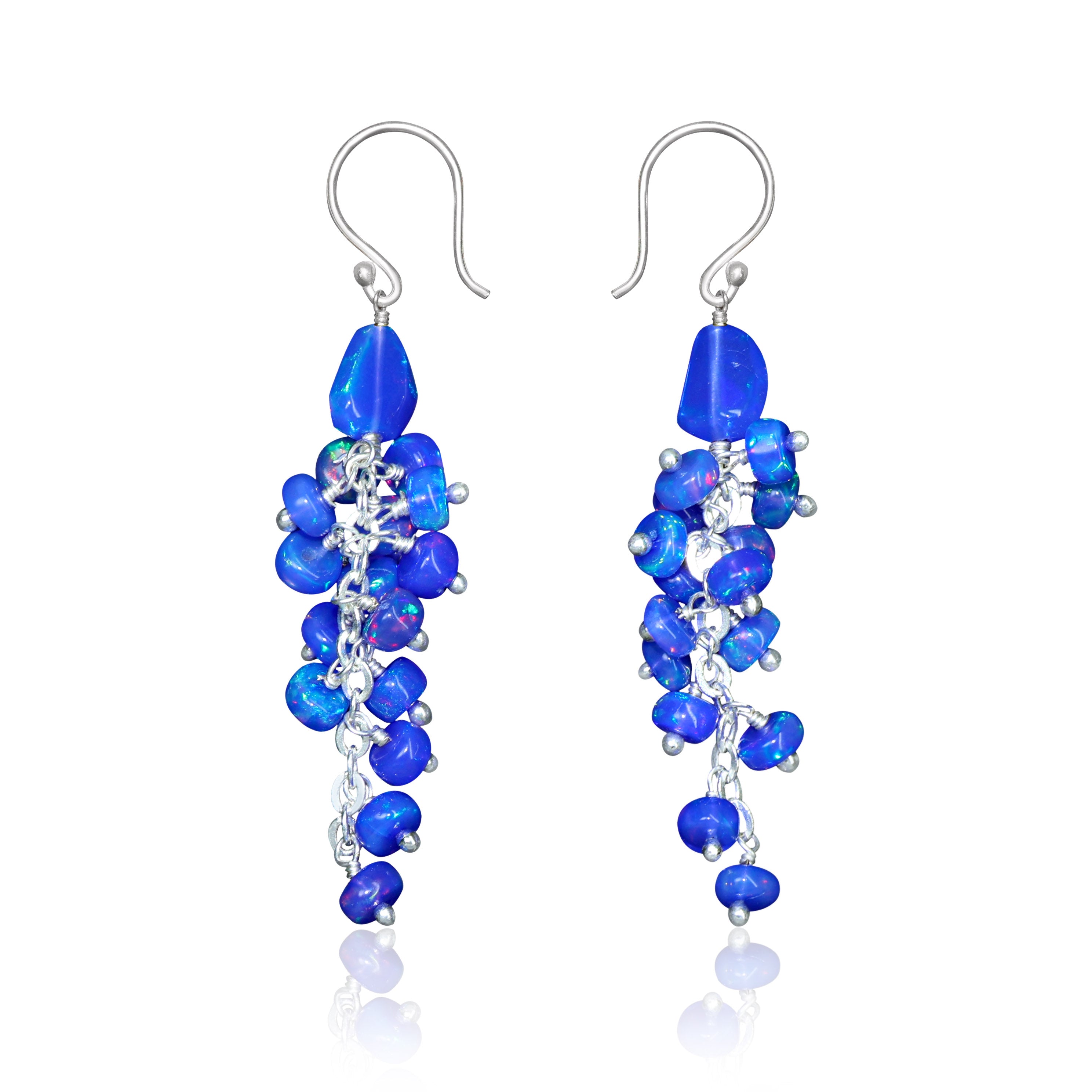 Natural Blue Opal 925 Sterling Silver Authentic Earrings for Women | Elegant Dangle Earrings for Party, Wedding & Special Occasions
