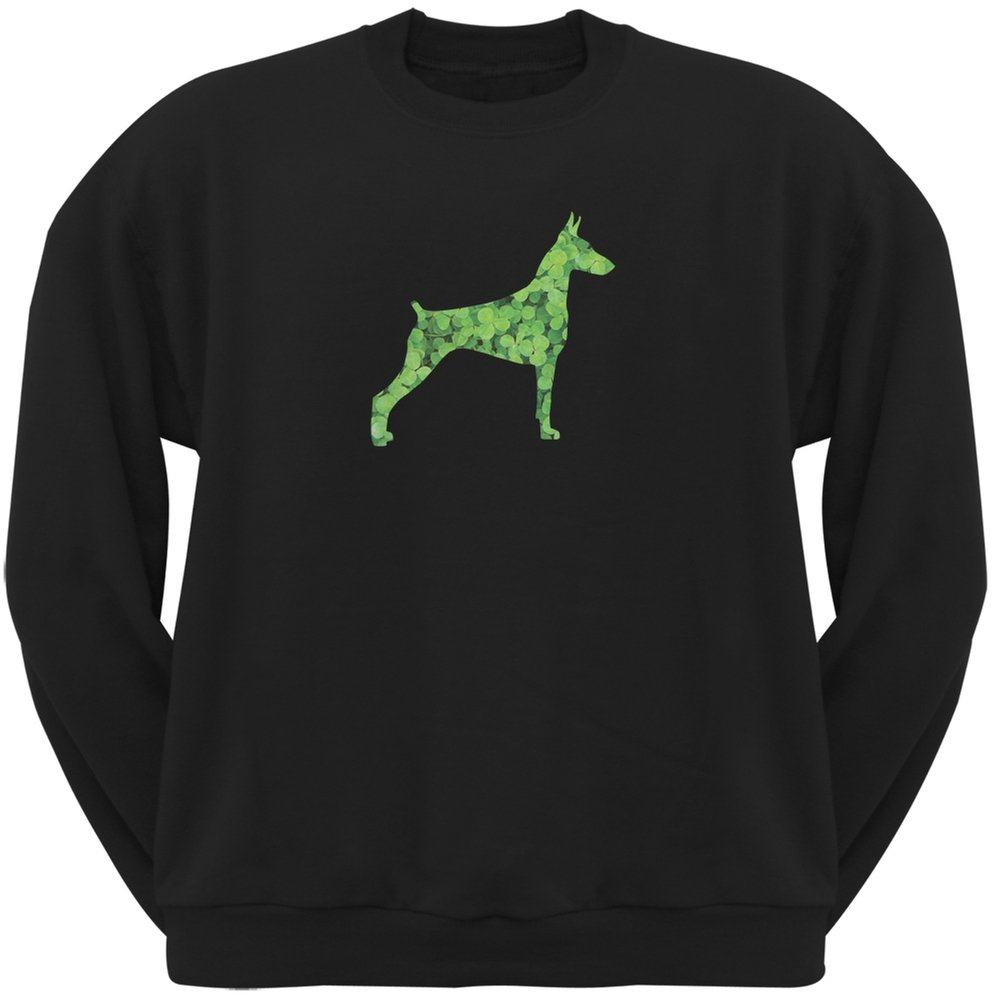 Doberman Pinscher Shamrock Black Adult Sweatshirt - St. Patrick's Day Dog Lover Gift for Men & Women | Perfect for Irish Themed Parties & Casual Wear