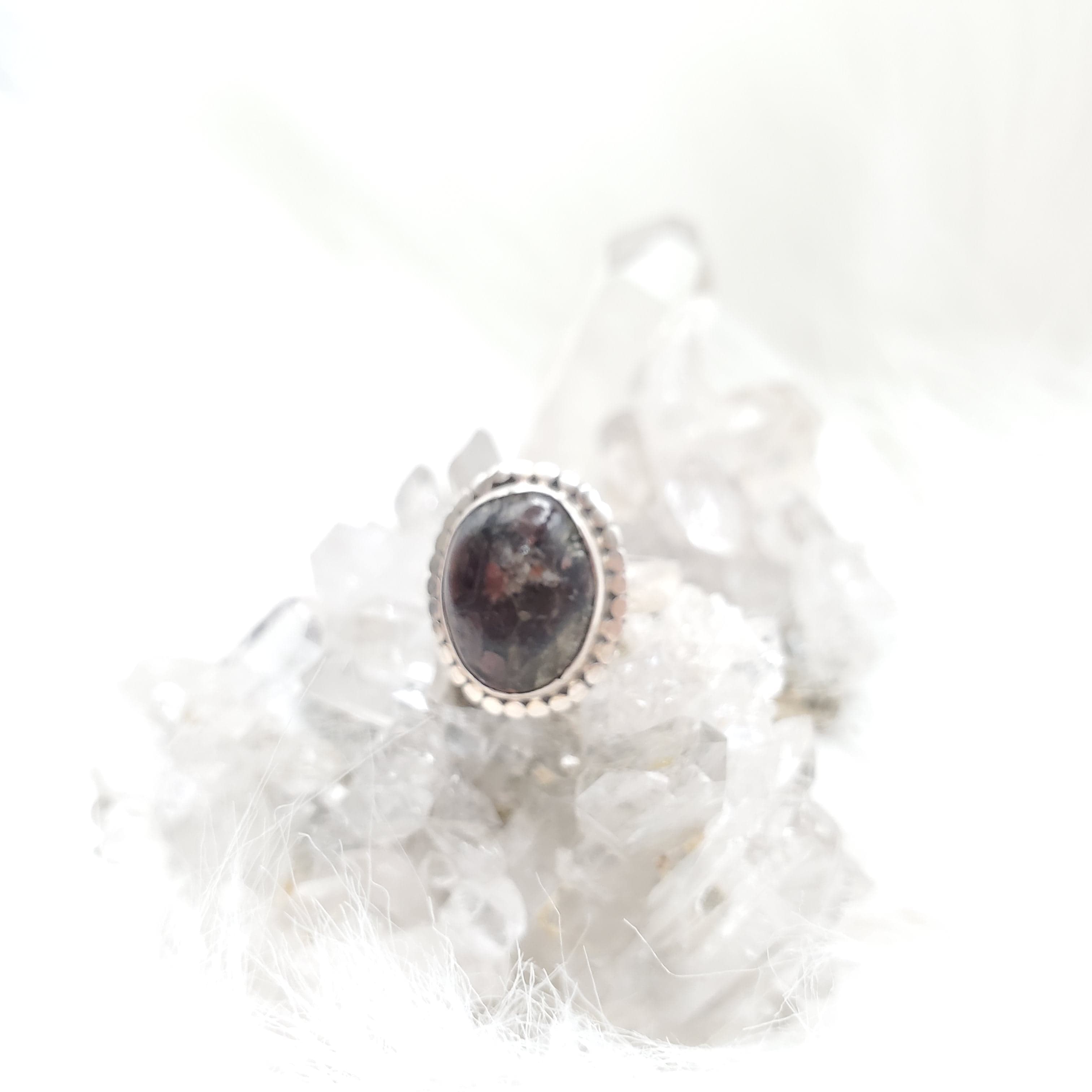 Canadian Staurolite and Garnet Sterling Silver Ring - Size 5.75 | .925 Silver Jewelry for Women | Perfect for Weddings, Anniversaries & Special Occasions