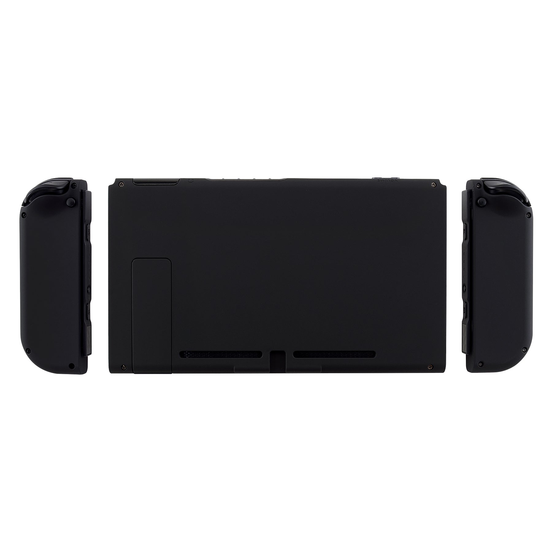 eXtremeRate Soft Touch Grip Back Cover Replacement Shell for Nintendo Switch Console & Joy-Con Controllers - Full Button Set, DIY Installation (Black, Model QP310) - Perfect for Gaming Comfort and Customization