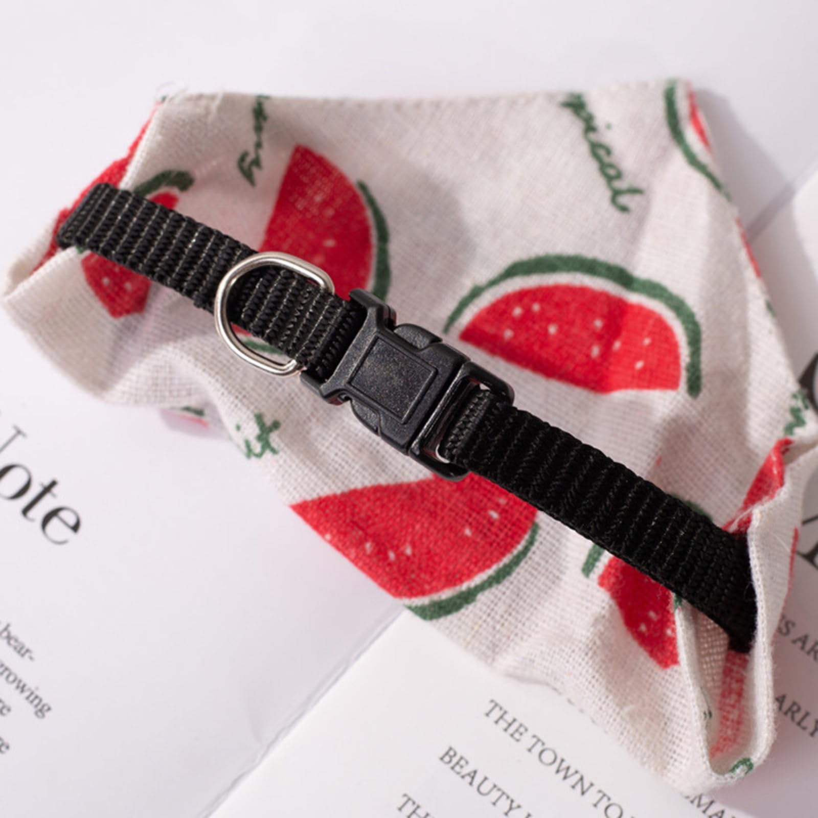 Emily Pets Adjustable Cute Dog Collar with Slobber Towel - Watermelon Print Medium Size for Puppies & Cats - Perfect for Outdoor Walks, Training & Grooming