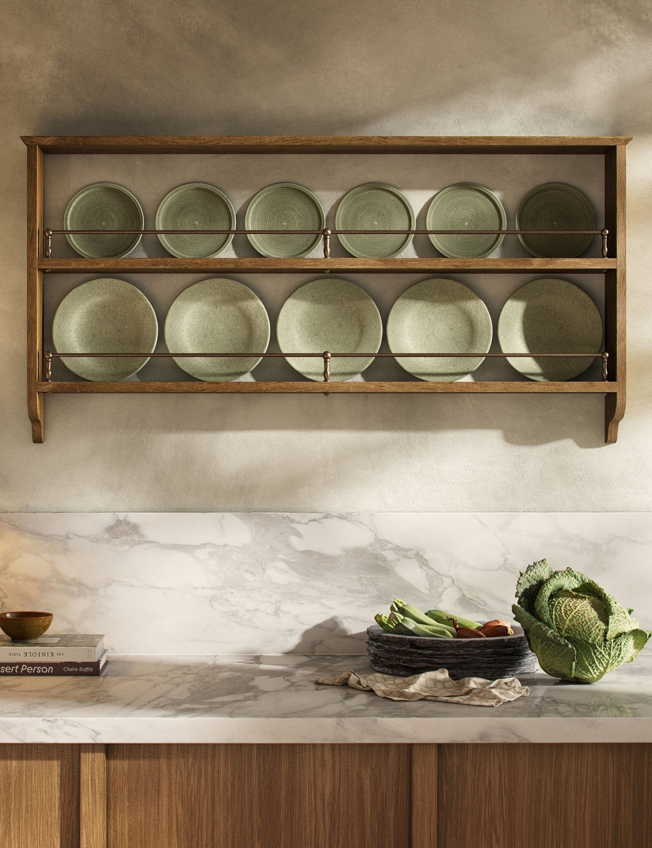 Amber Lewis x Four Hands Faria Plate Rack - Premium Wooden Wall Mounted Plate Display for Kitchen, Dining Room Decor - Perfect for Organizing Dishes & Showcasing Collections