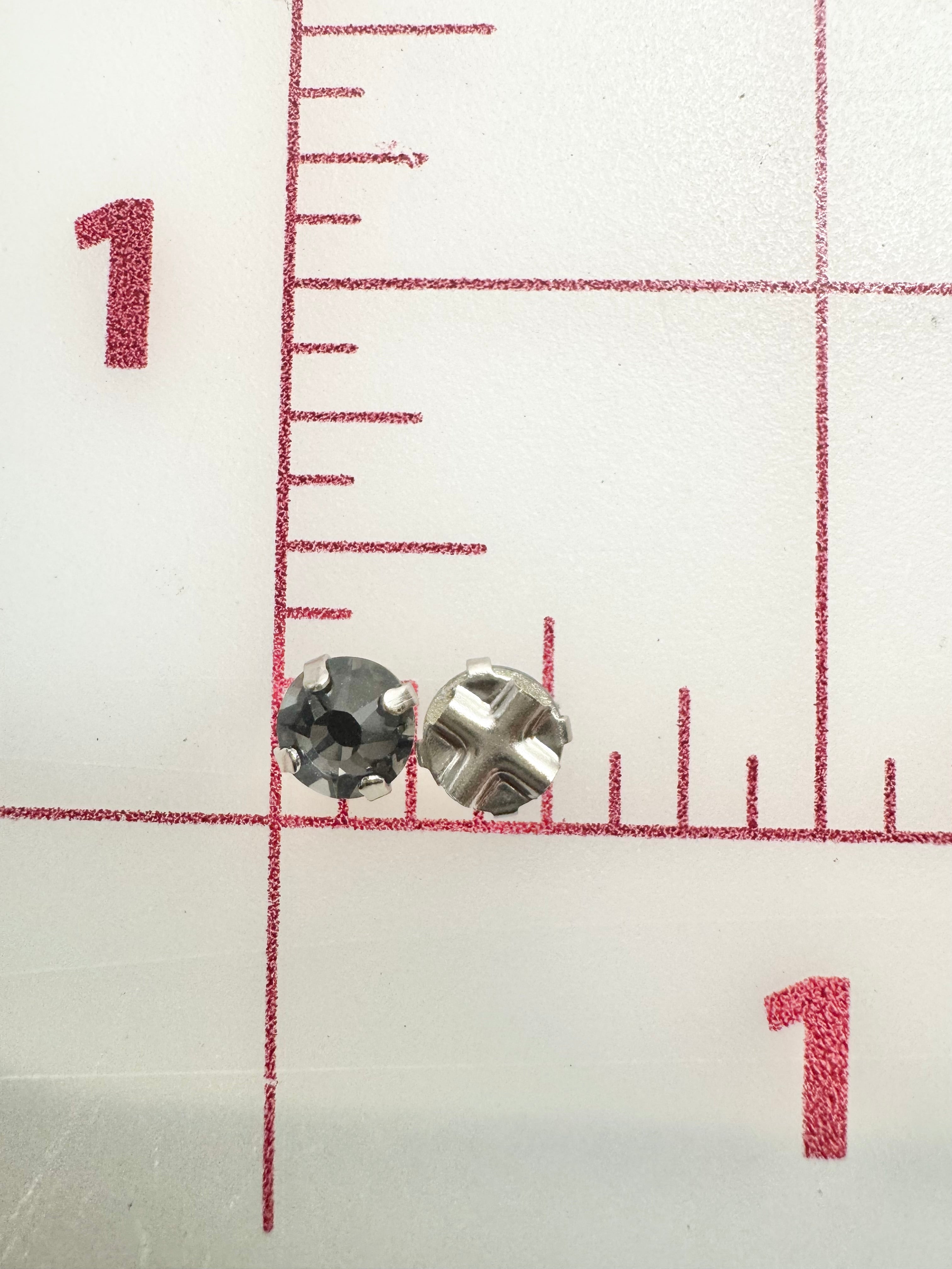30SS Czech Bright Cut Rose Montees Rhinestones - 12 Pack Black Diamond for DIY Jewelry, Clothing, and Craft Decoration
