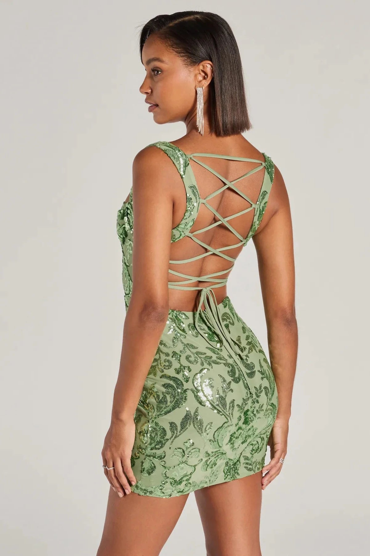 Aubree Lace Up Sequin Party Dress for Women - Glitter Evening Gown for Prom, Homecoming, Cocktail Parties & Special Occasions