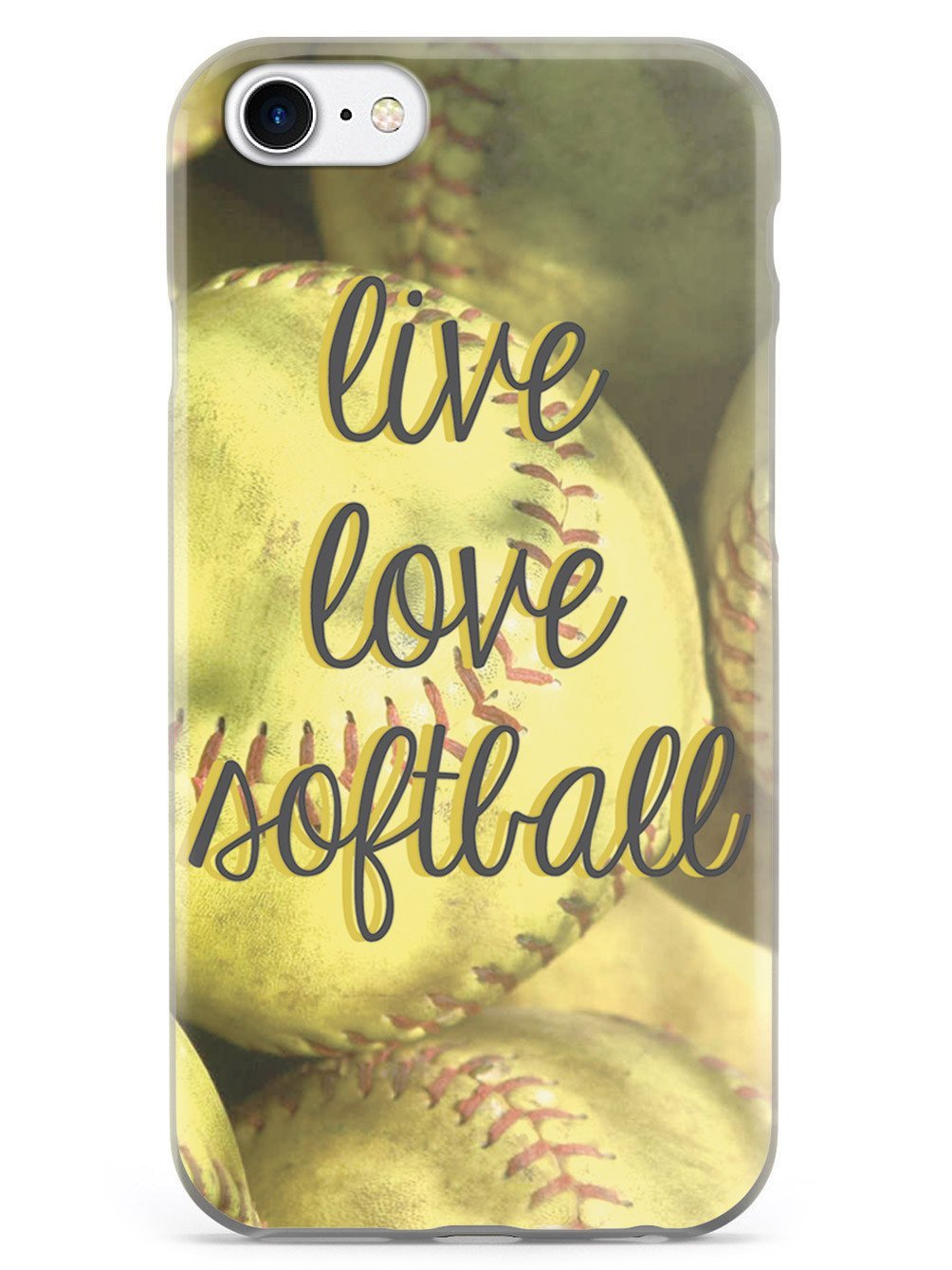 Inspired Cases - iPhone 8 Protective Case with 3D Textured Design - Shockproof & Scratch-Resistant Cover for Apple iPhone 8 - Live Love Softball Theme - Perfect for Sports Fans & Daily Use
