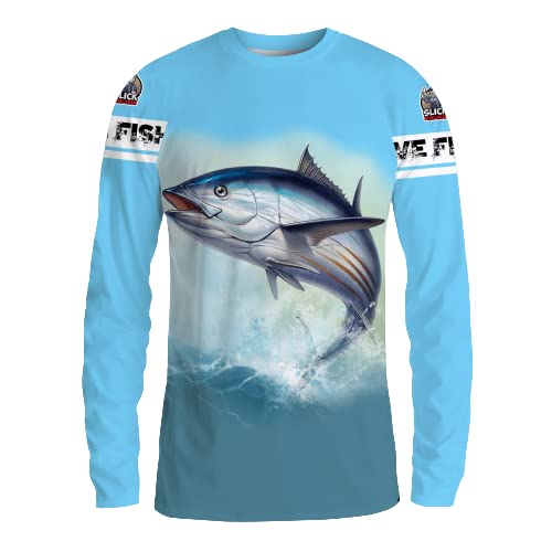 Slick Fish Gear Tuna Classic SPF 50+ UPF Sun Protection Long Sleeve Fishing Shirt for Men - Lightweight, Quick-Dry, UV Resistant for Outdoor, Boating, and Beach Activities