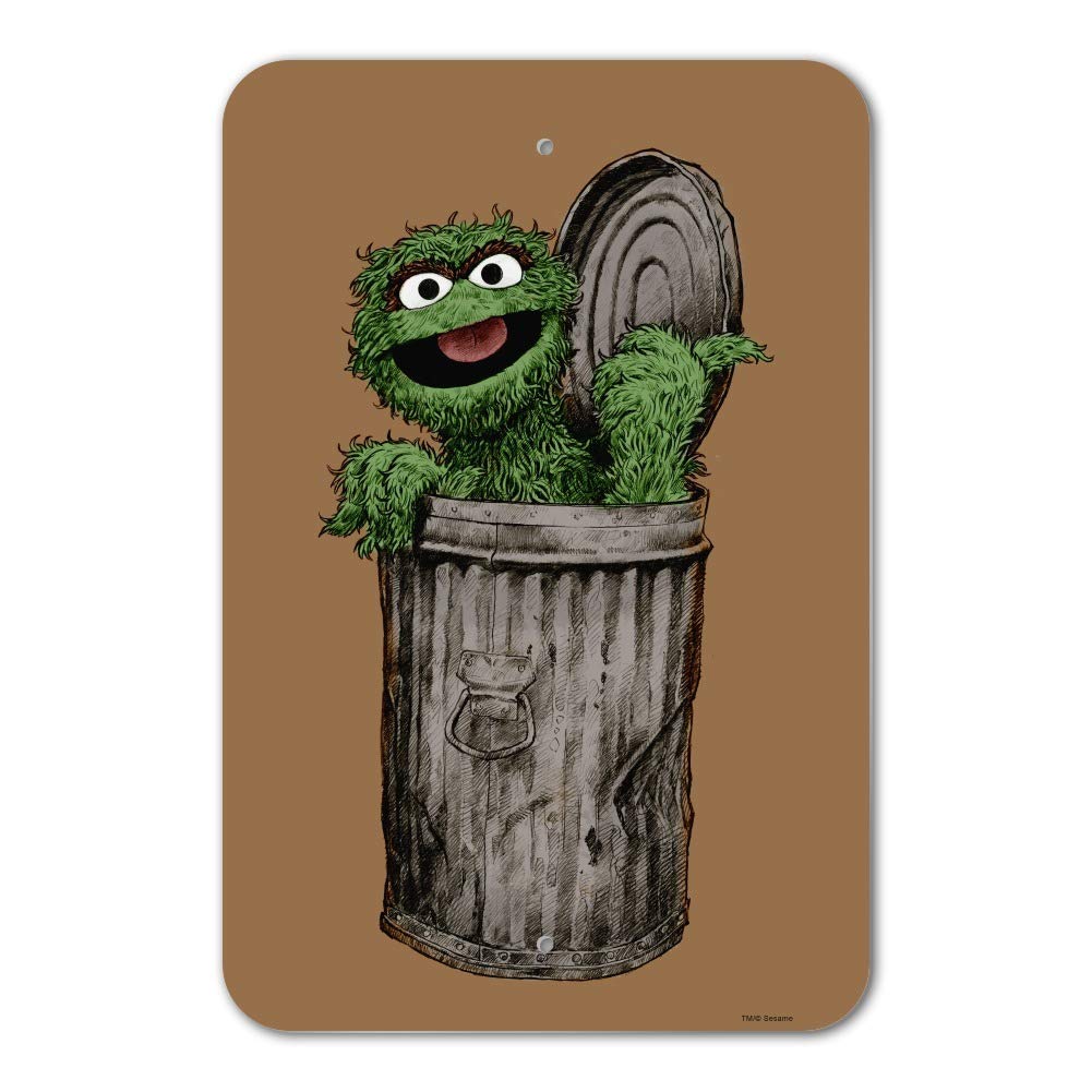Vintage Sesame Street Oscar The Grouch Metal Tin Sign - Retro Cartoon Wall Decor for Home, Office, Bar & Man Cave - Perfect Gift for TV Show Fans & Collectors