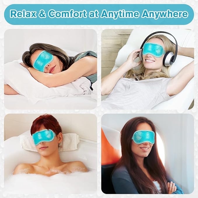 Kresal Cooling Eye Mask with Gel Beads - Hot & Cold Therapy for Puffy Eyes, Migraine Relief, Headaches, Dark Circles & Sinus Pain - Reusable Gel Eye Mask for Dry & Swollen Eyes - Perfect for Relaxation, Travel & Post-Surgery Recovery