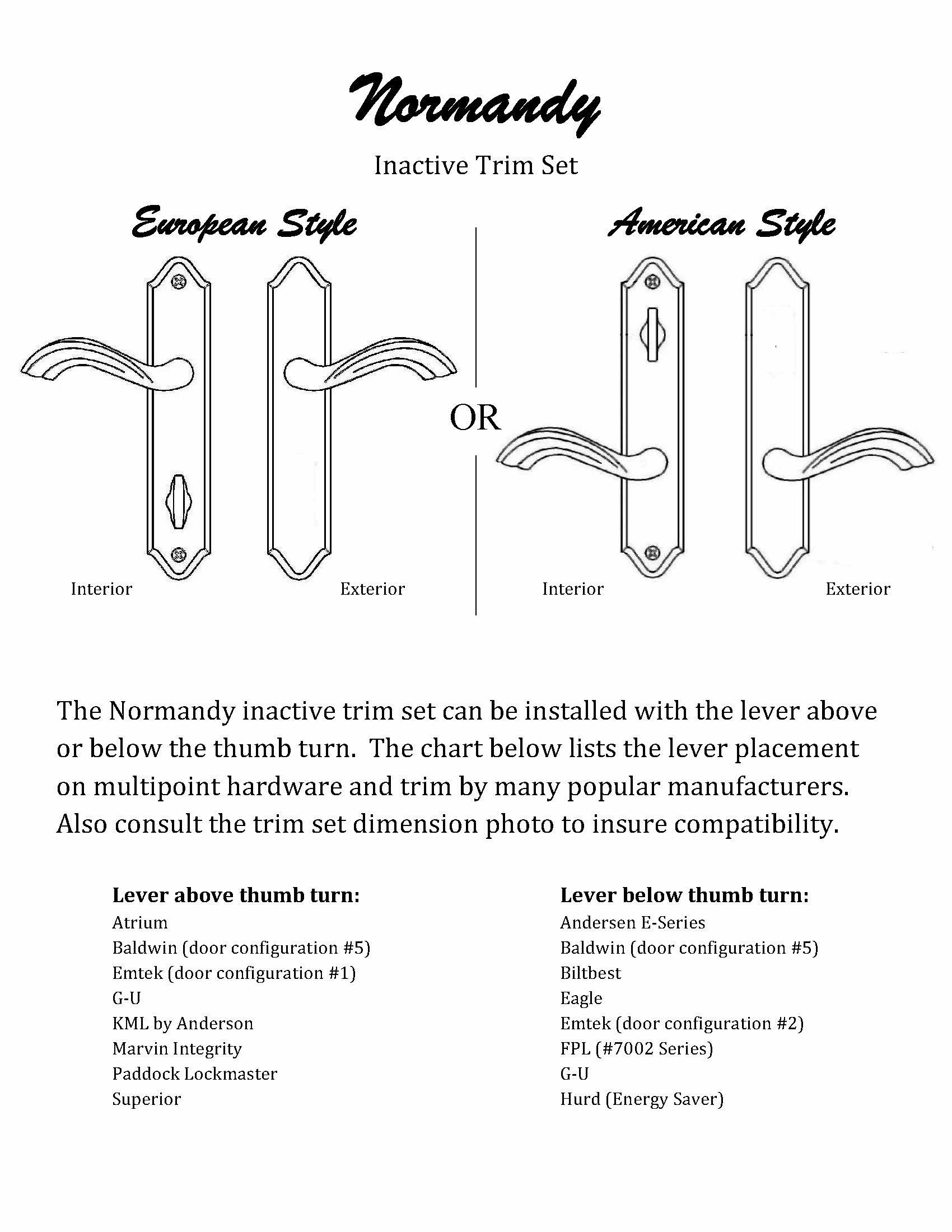 **Normandy Solid Brass Inactive Trim Lever Set for Multipoint Lock - Oil Rubbed Bronze, Right Hand | Premium Door Hardware for Home & Office Security**
