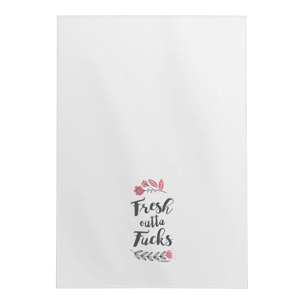 Fresh Outta F*cks Funny Quote Kitchen Towels - 2 Pack Humorous Swear Word Tea Towels for Cooking & Cleaning - Perfect Gag Gift for Housewarming, Bridal Shower & Hostess