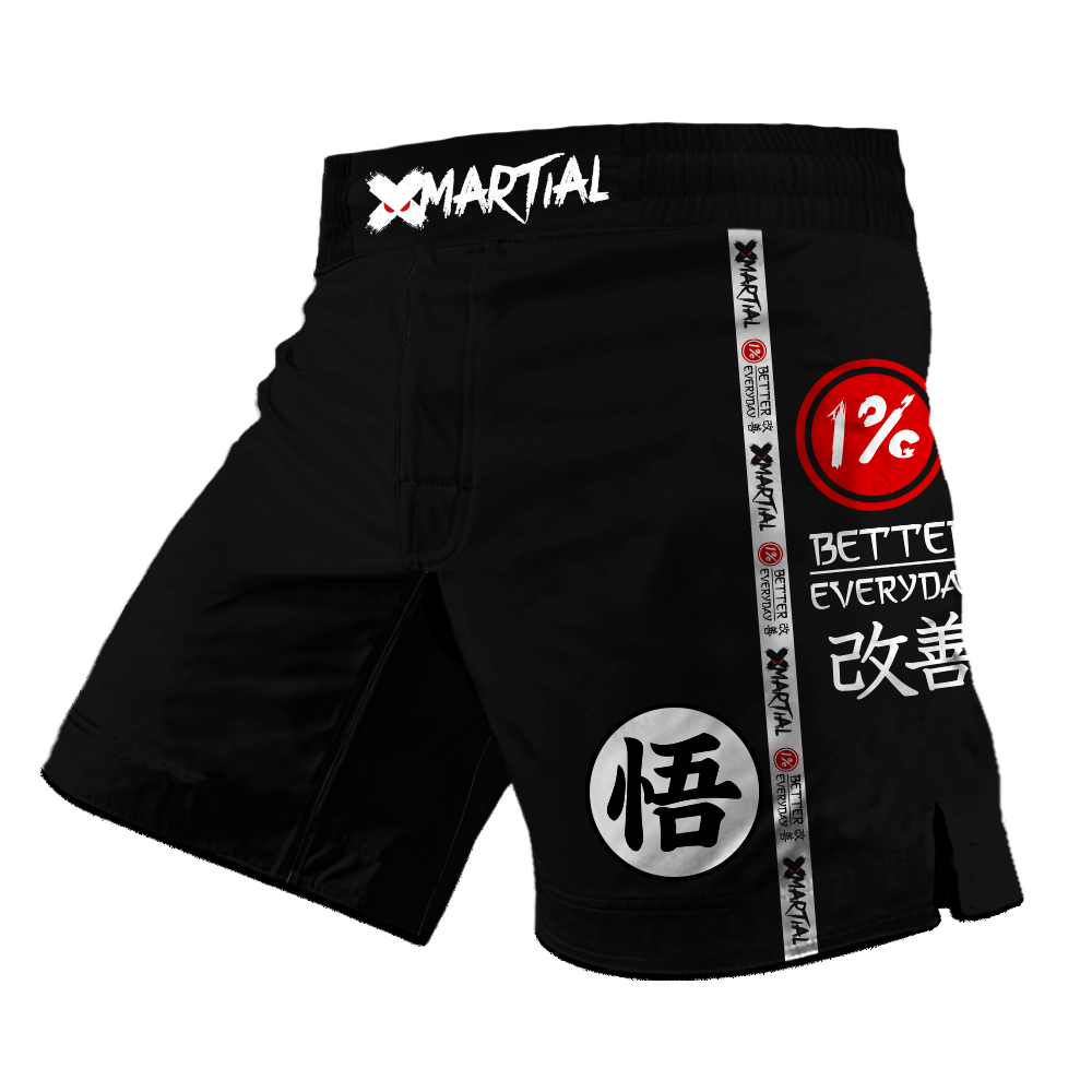 Premium Kanji Black 2.0 Hybrid BJJ Shorts - Lightweight MMA Grappling Shorts for Brazilian Jiu-Jitsu Training & Competition - Perfect for No-Gi, MMA, and Combat Sports