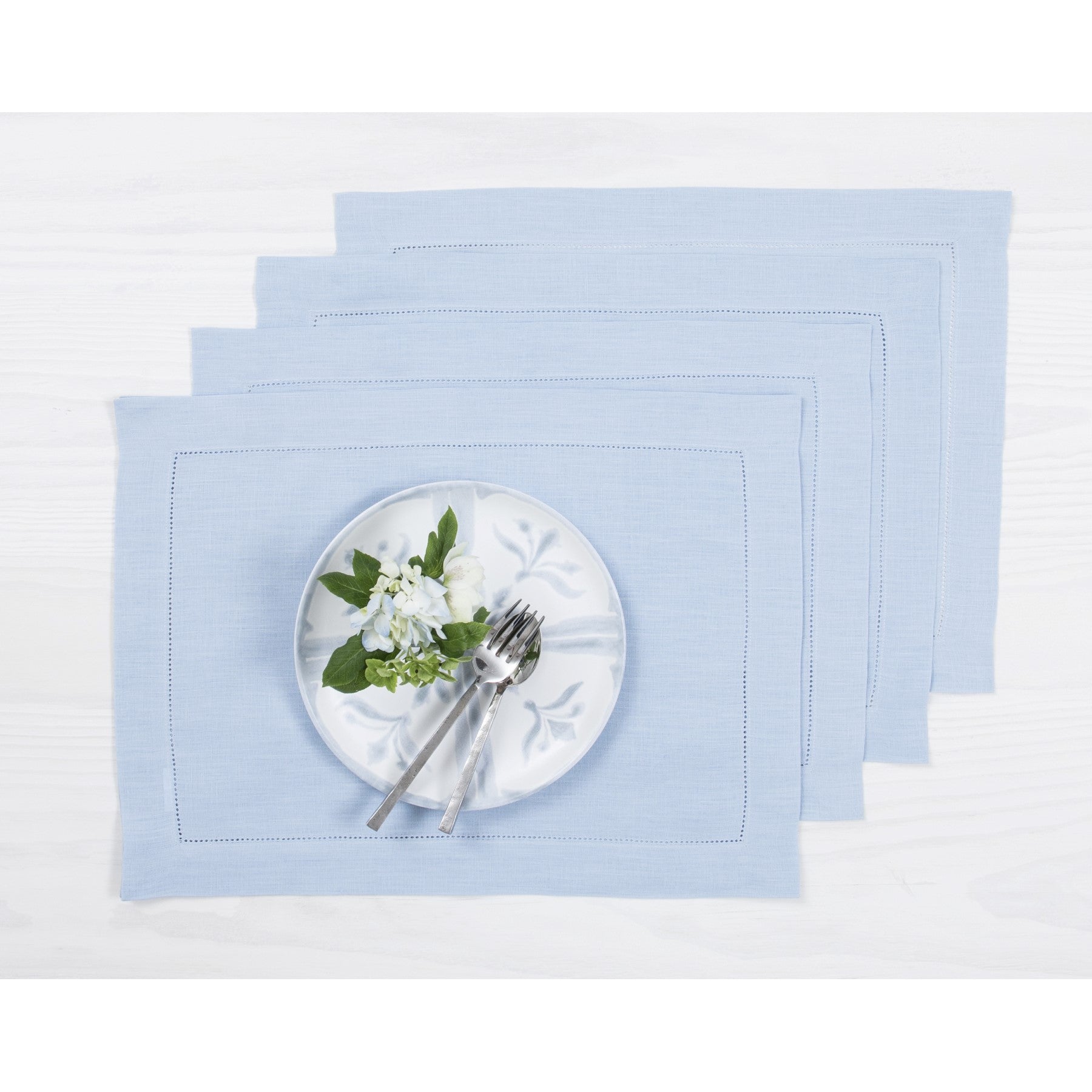 Elegant Classic Hemstitch Placemats Set of 4 - Premium Linen Table Mats for Dining Room Decor - Perfect for Thanksgiving, Christmas Dinner & Formal Entertaining