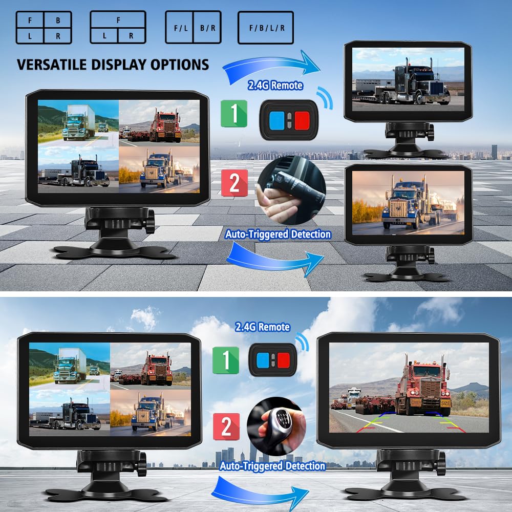 VSYSTO H7 4CH 1080P Truck Dash Camera System with 7