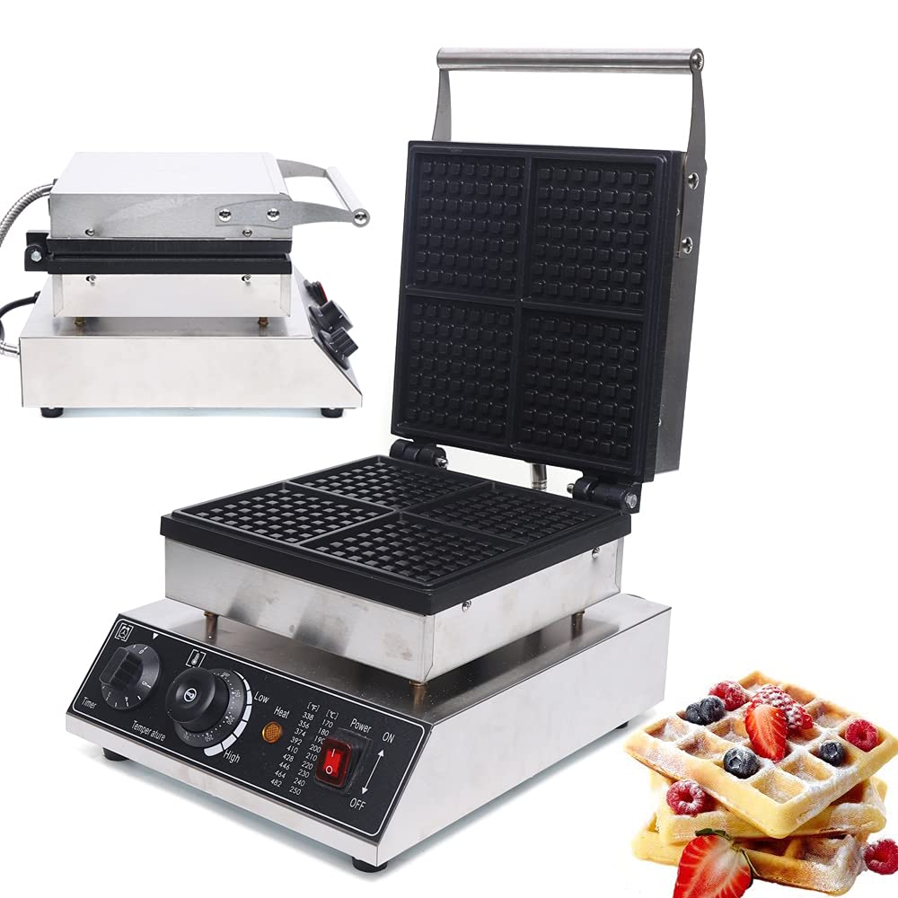 Electric Ice Cream Cone Waffle Maker Machine - 1200W Commercial & Home Use - Stainless Steel Nonstick Surface - Perfect for Dessert Shops, Parties & Family Breakfast (Includes 4 Non-stick Waffle Cones)