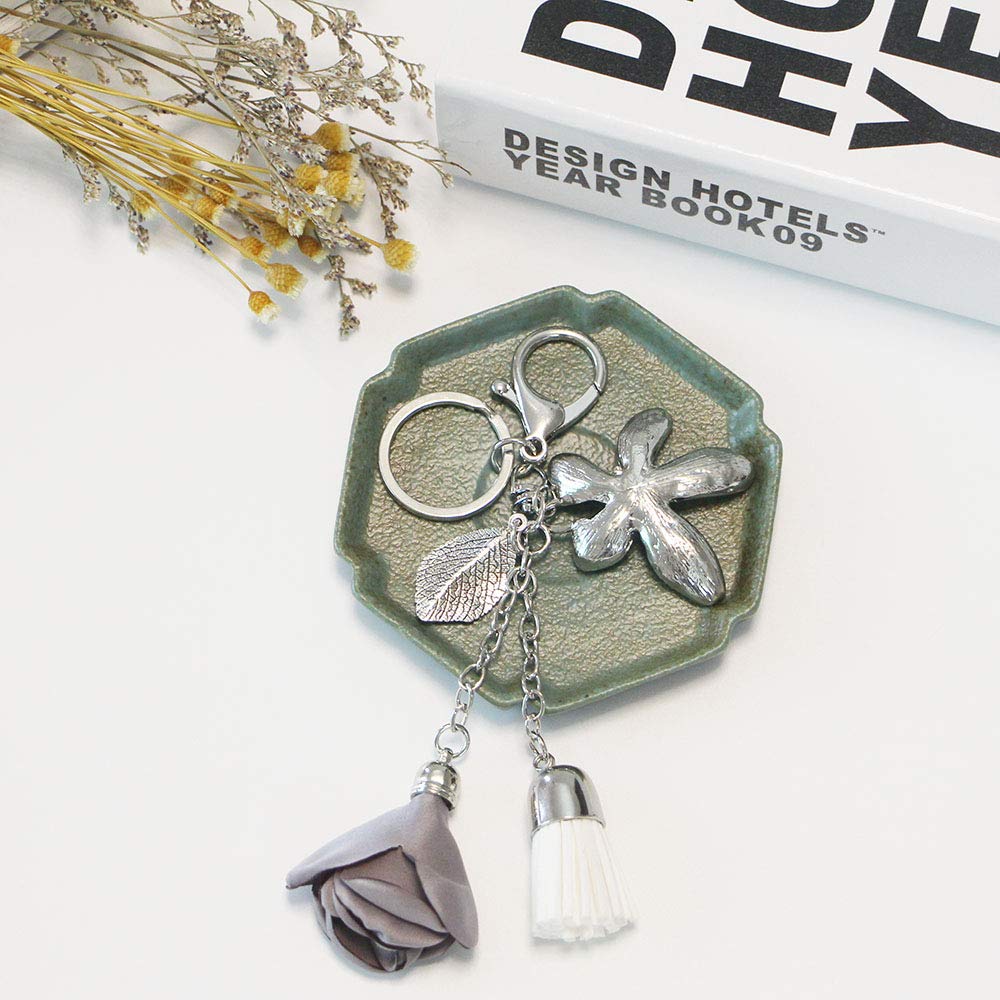 Sparkling Rhinestone Flower Keychain with Tassel - Elegant Leaf Key Ring for Women, Perfect for Wallets, Bags & Purse Charms - Great Gift for Birthdays, Parties & Everyday Accessories