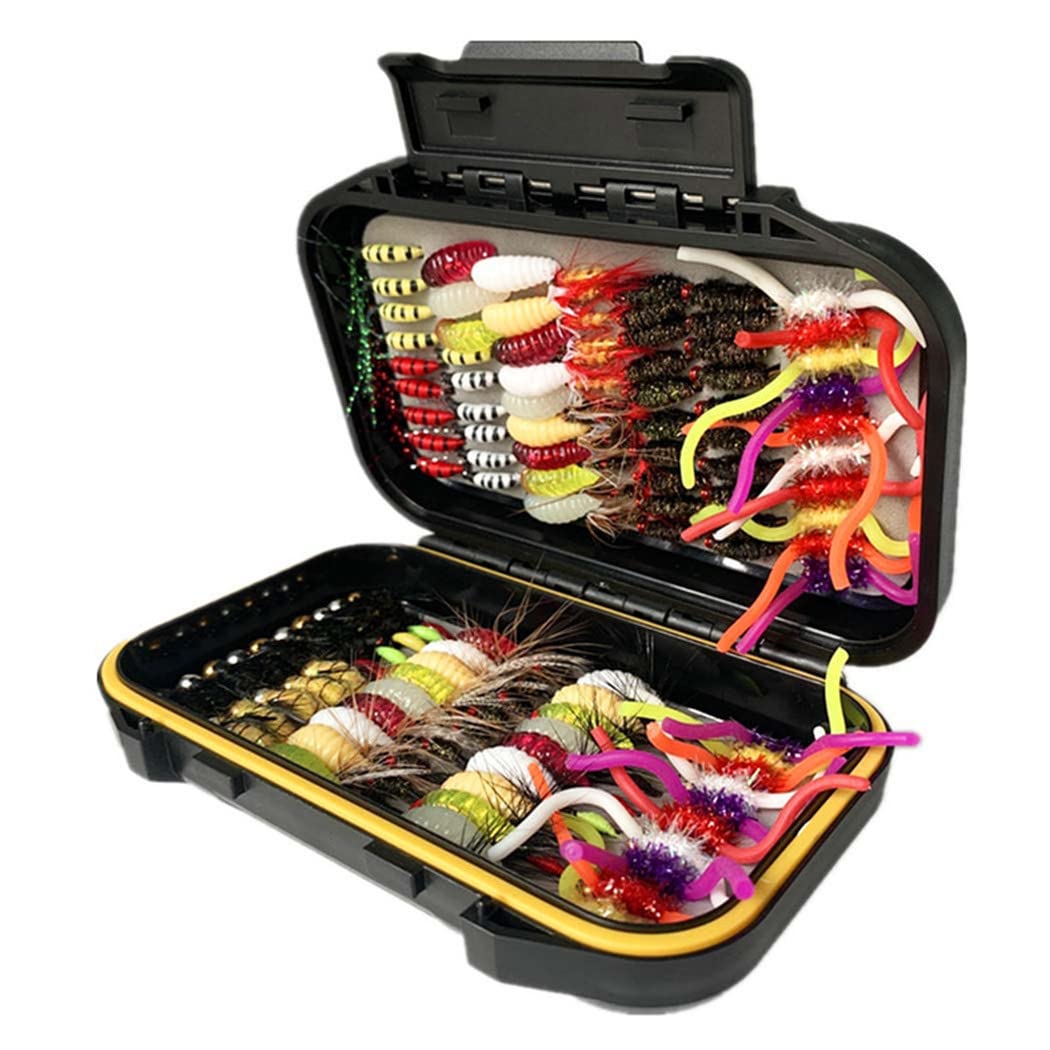 Premium Fly Fishing Flies Kit - 32 to 148 Pcs Assortment for Trout, Steelhead, Salmon & Bass | Dry Flies, Wet Flies, Nymphs, Streamers & Maggot Lures | Perfect for Freshwater & Saltwater Fly Fishing