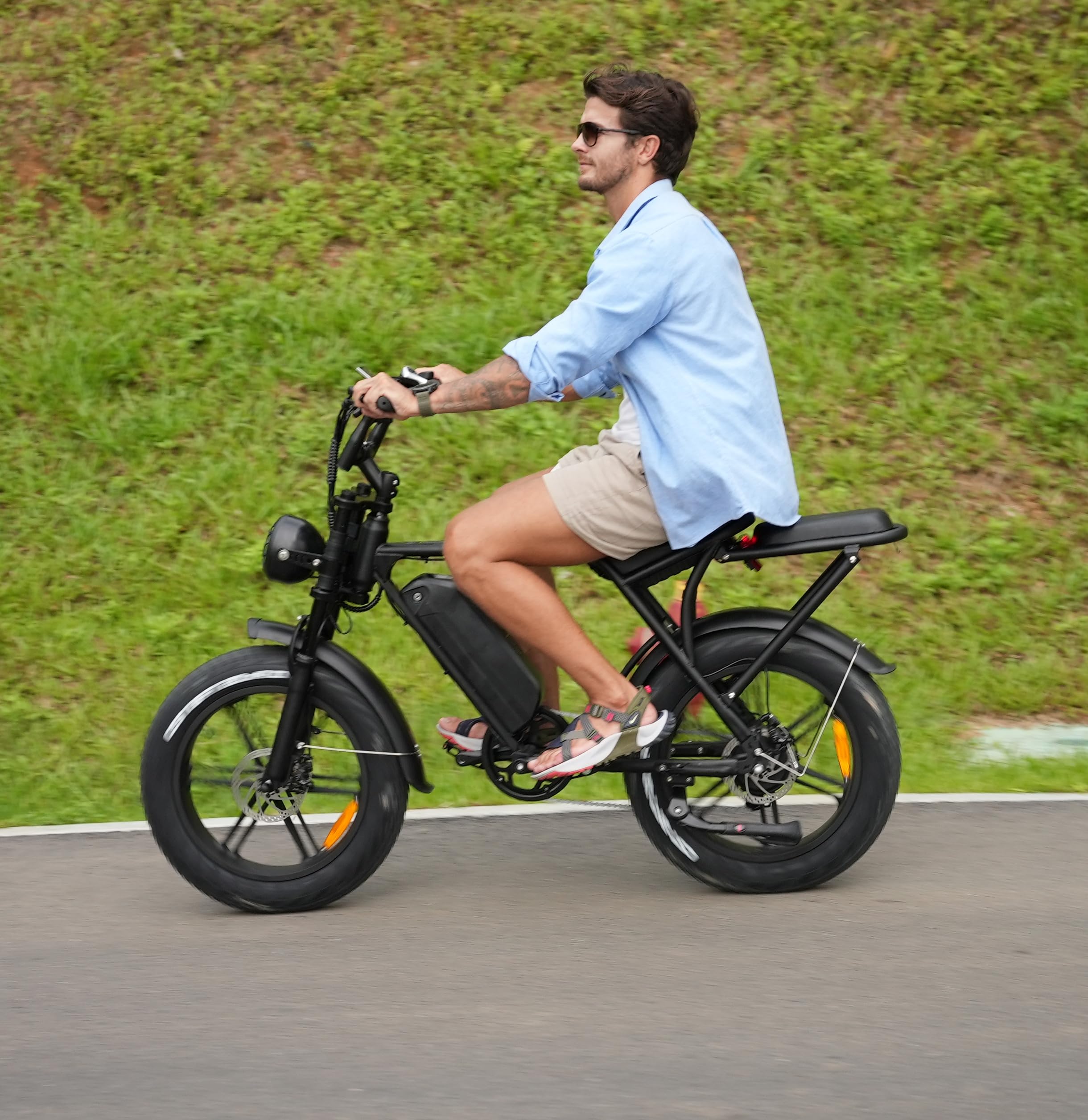V8 Electric Bike for Adults - 750W Brushless Motor Fat Tire E-Bike, 48V 15Ah Removable Battery, 20