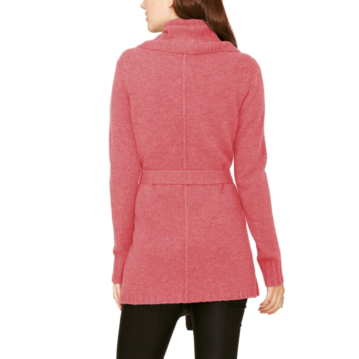 Parisbonbon Women's 100% Cashmere Long Sleeve Cardigan Sweater - Coral Pink, Size S - Soft & Warm Winter Knitwear for Office, Travel & Casual Outfits
