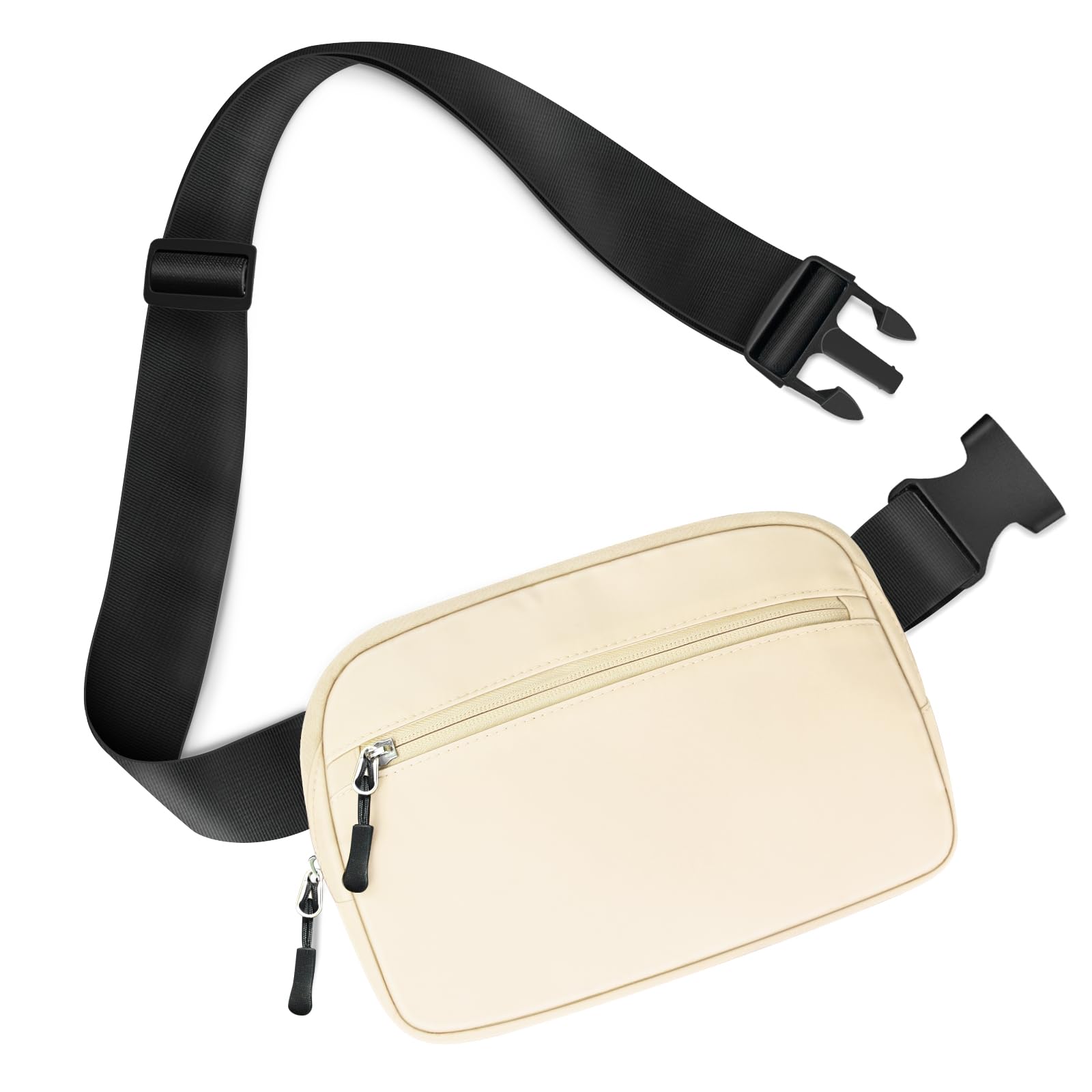 TORRYZA 2L Cross Body Fanny Pack for Women & Men - Adjustable Strap, Lightweight Waist Bag for Walking, Workout, Travel & Outdoor Activities - Perfect for Gym, Hiking, Running Errands & Casual Use (Beige)