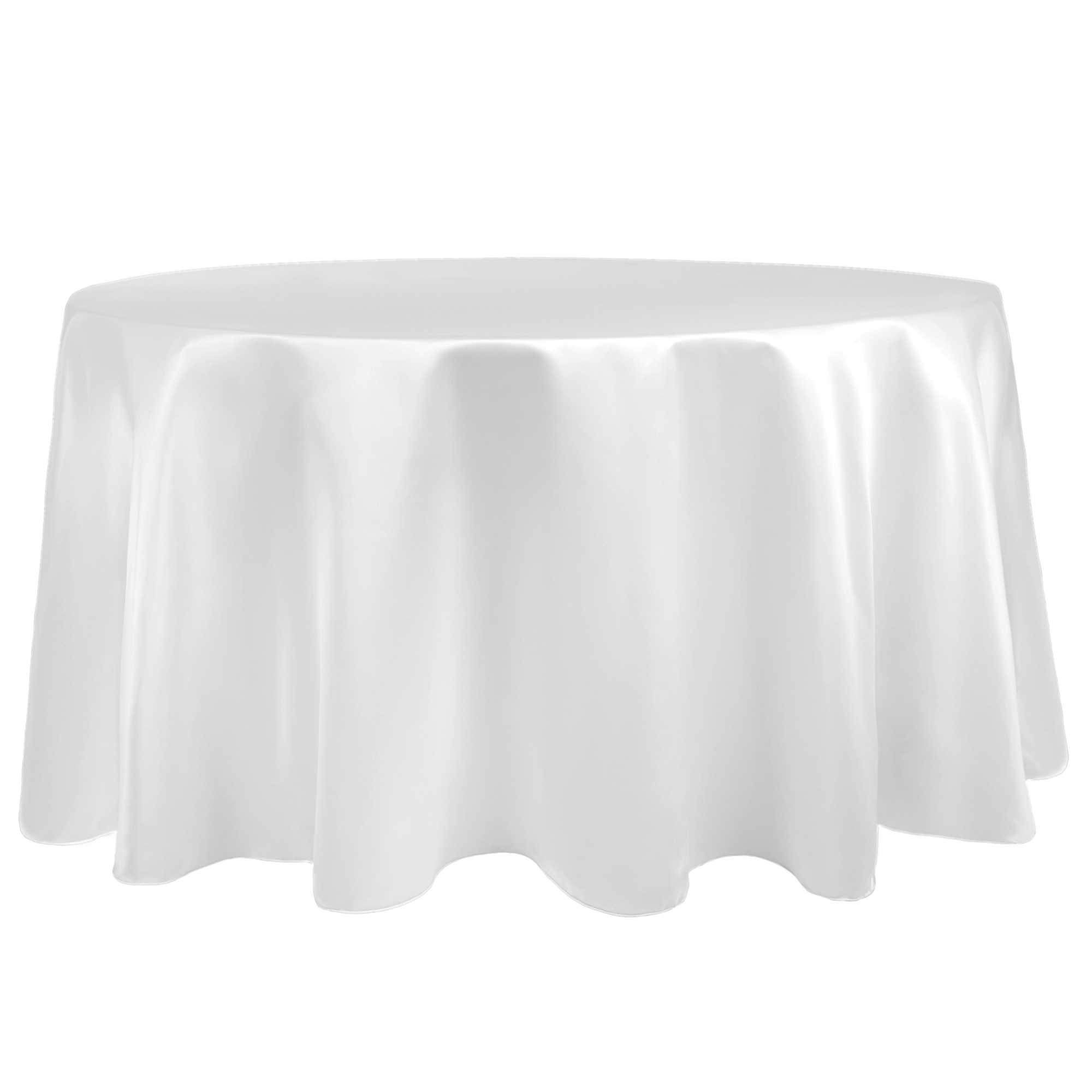 5-Pack Premium Bridal Satin 60-Inch Round Tablecloths - Perfect for Wedding, Banquet & Party Decor (White) - Fits Tables Under 60