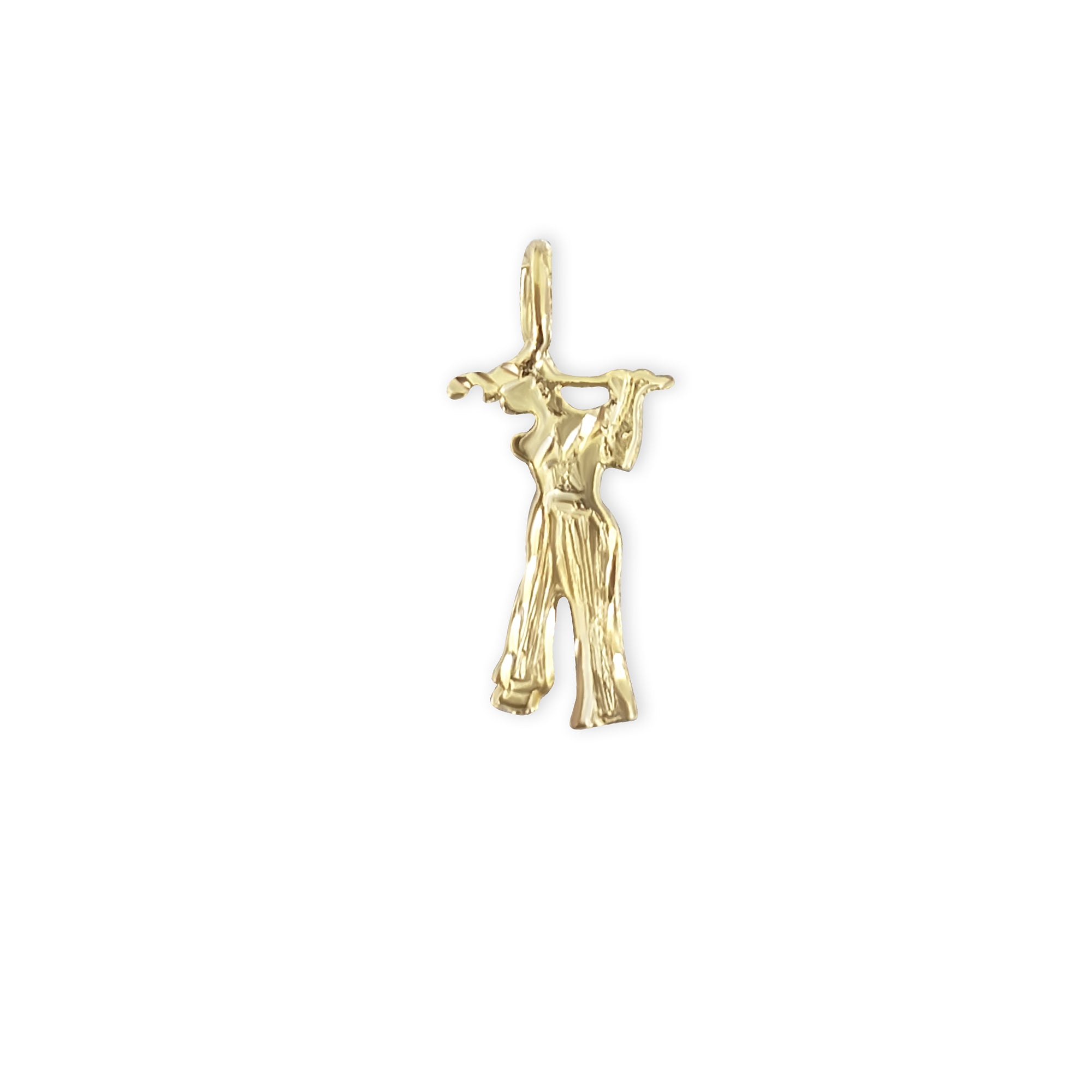 14K Yellow Gold Golf Swinging Charm Pendant - Perfect for Golf Lovers, Jewelry Gifts & Sports Enthusiasts