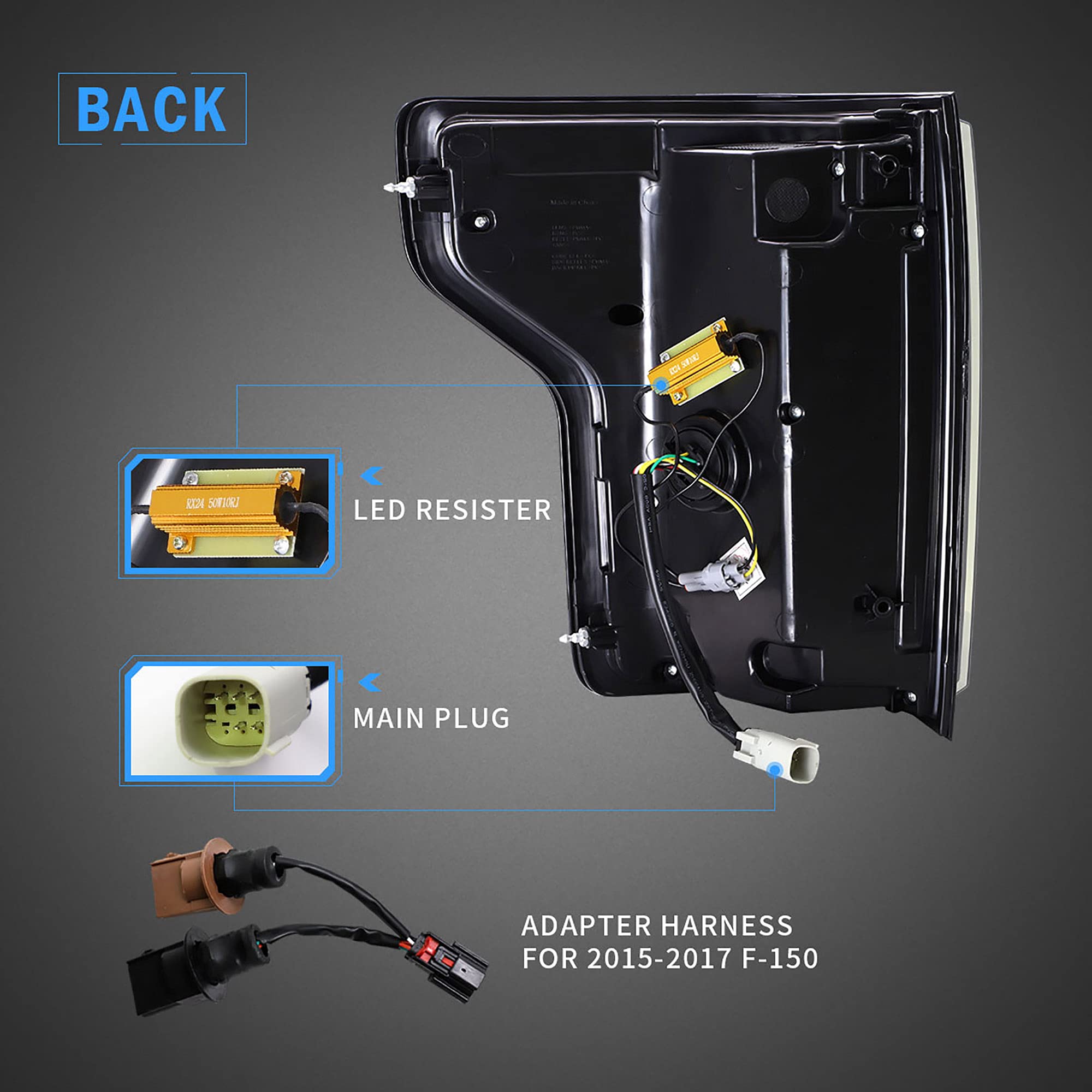VLAND LED Tail Lights for Ford F150 & Raptor 2015-2019 | Red Turn Signal | Compatible with Halogen Models (Excludes XLT/Lariat & BLISS) | Clear Lens Design | Upgrade Your Pickup Truck's Style & Safety for Night Driving & Off-Road Adventures