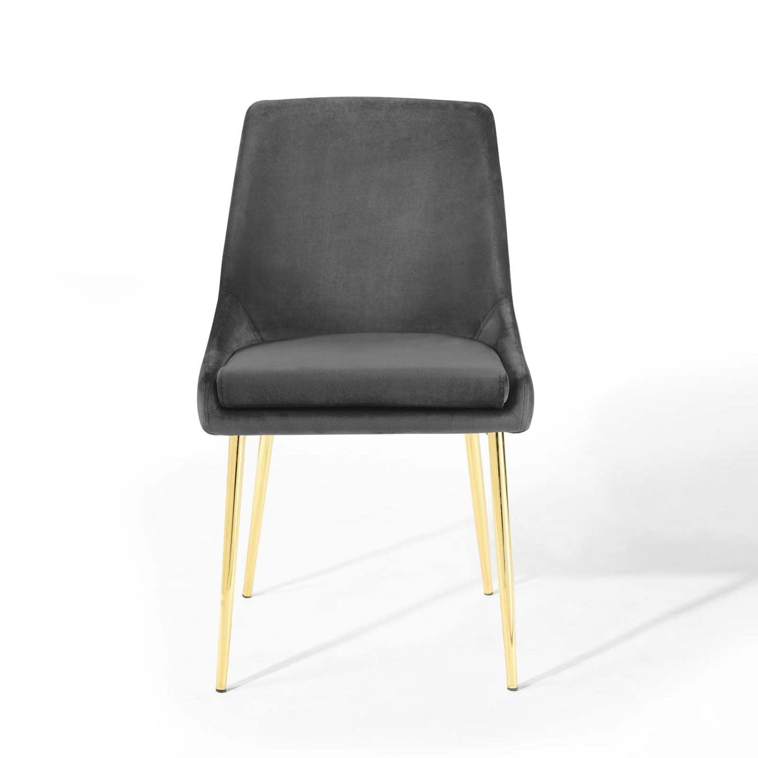Modway Viscount Performance Velvet Dining Chairs - Set of 2, Gold Charcoal Upholstered Side Chairs for Kitchen, Dining Room & Home Decor