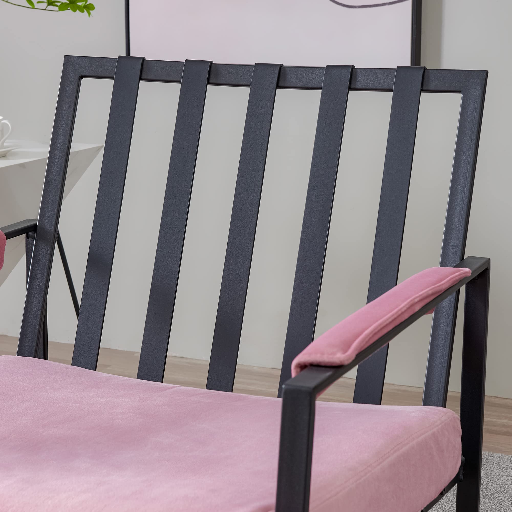 Modern Velvet Accent Chair - Single Arm Lounge Chair with Soft Cushion for Living Room & Bedroom, Contemporary Design, Sturdy & Durable, Easy to Clean & Assemble (Pink) - Perfect for Reading Nook, Cozy Corner or Small Space Decor