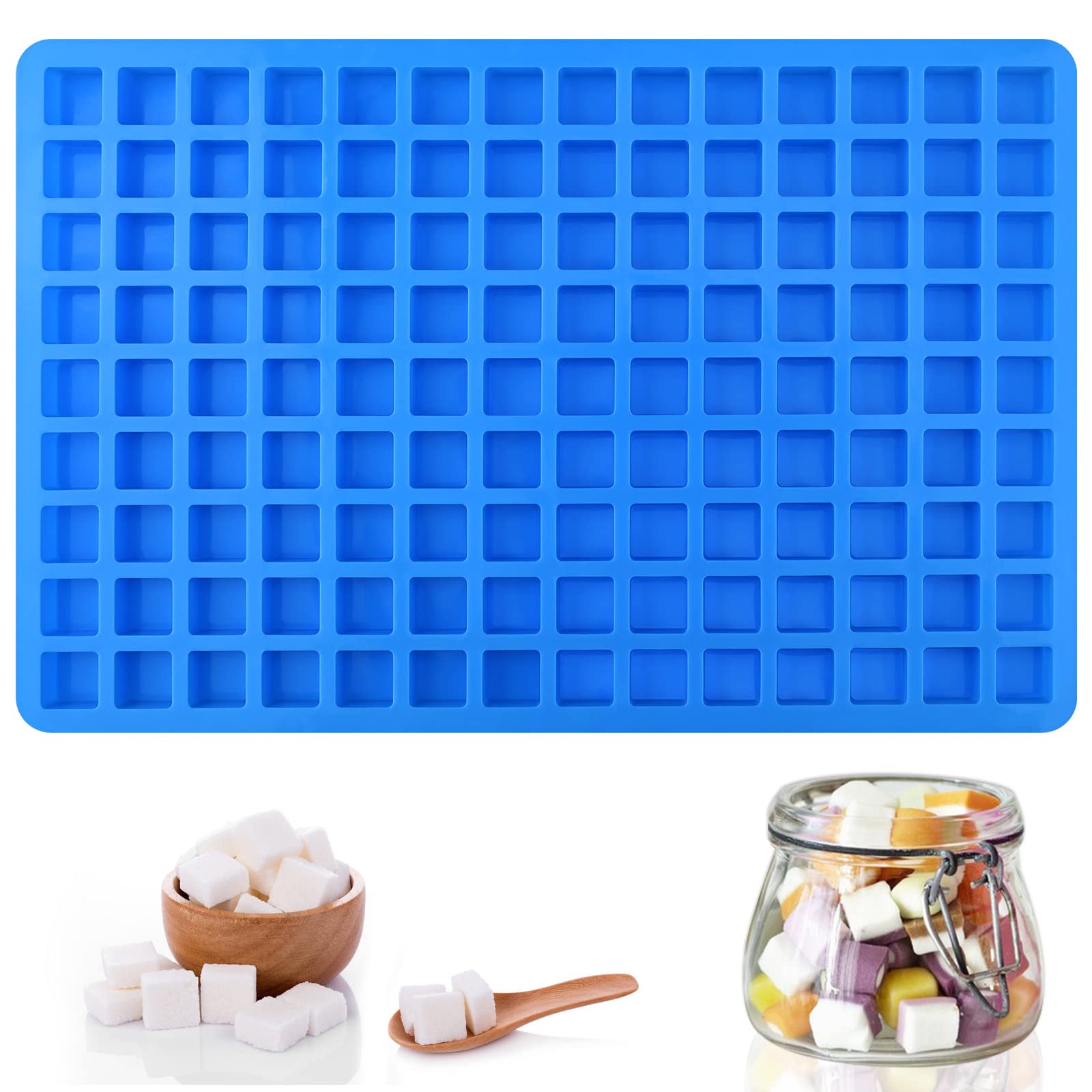 Sakolla 126 Cavities Square Silicone Candy Molds for Chocolate, Hard Candy, Ice Cubes, Caramel - Perfect for Baking, DIY Desserts, Party Favors & Home Decor