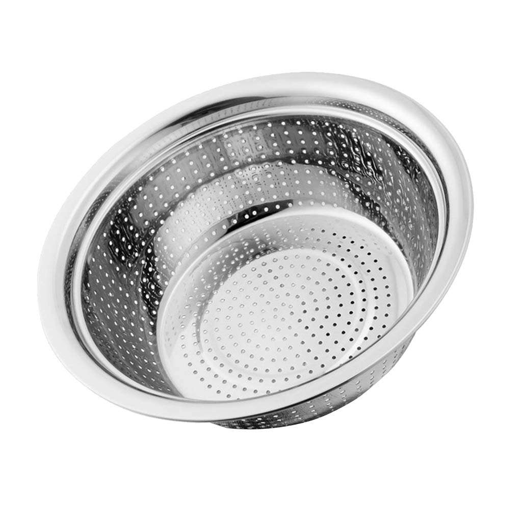 Premium Stainless Steel Rice Washing Bowl & Colander - 32cm/24cm Kitchen Strainer for Draining Rice, Vegetables, Fruits - Ideal for Asian Cooking, Meal Prep & Healthy Eating (Silver)