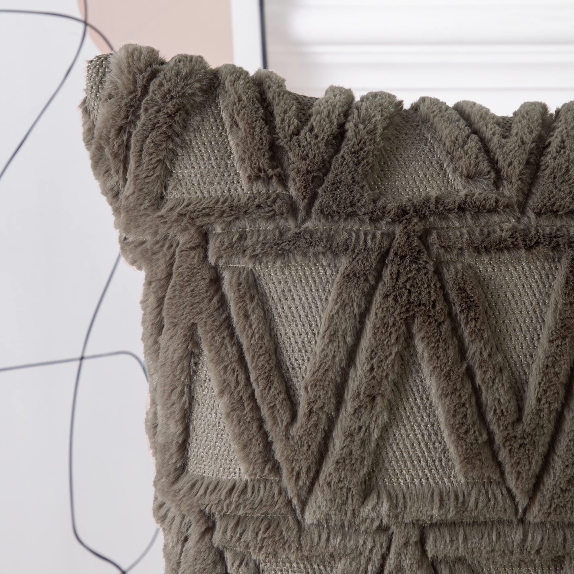 Soft Taupe Plush Wool Throw Pillow Covers Set of 2 - Super Soft Boho Velvet Decorative Pillow Cases for Sofa, Bed, Couch - 20x20 Inch Textured Home Decor - Perfect for Living Room, Bedroom & Cozy Home Styling