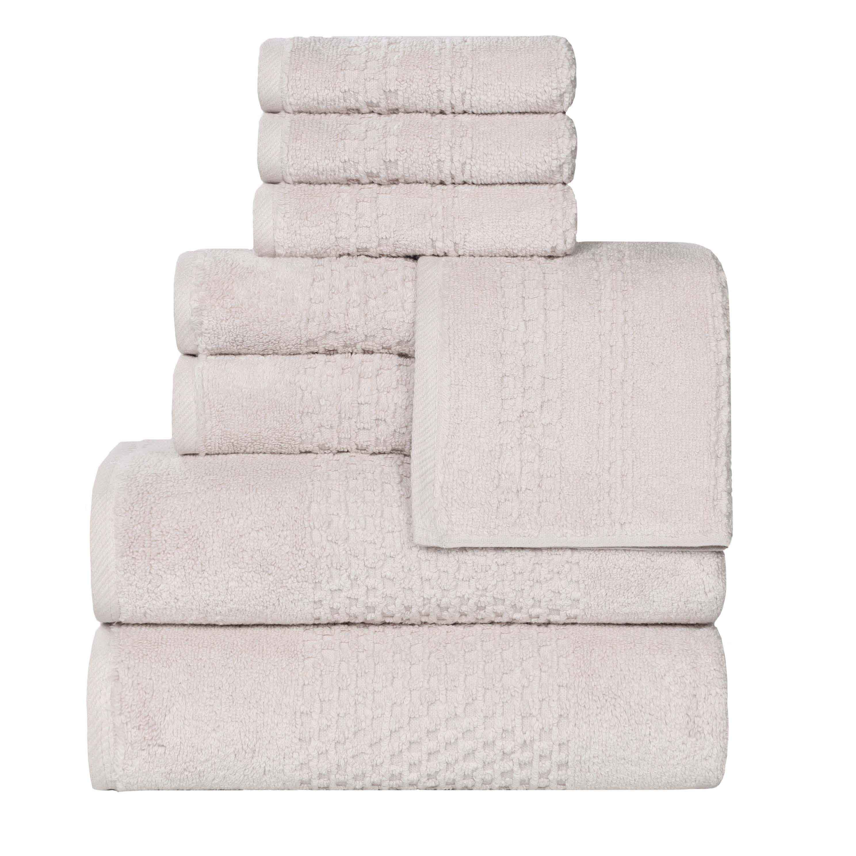 Playa Zero Twist Cotton Solid Waffle Textured 8-Piece Towel Set | Ultra Soft & Absorbent Bath Towels for Spa, Beach & Luxury Home Use