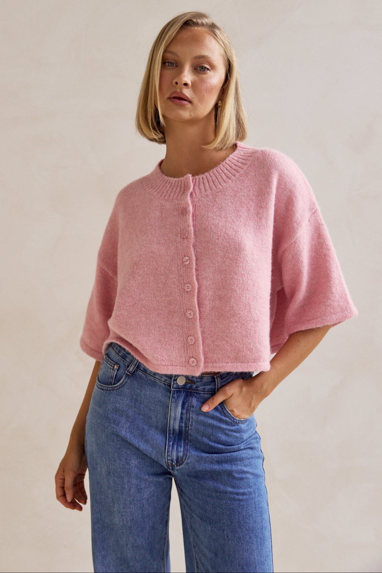 Tammy Knit Cardigan for Women - Soft Pink Open Front Sweater | Cozy Fall & Winter Layering, Casual Office Wear, Weekend Outfits