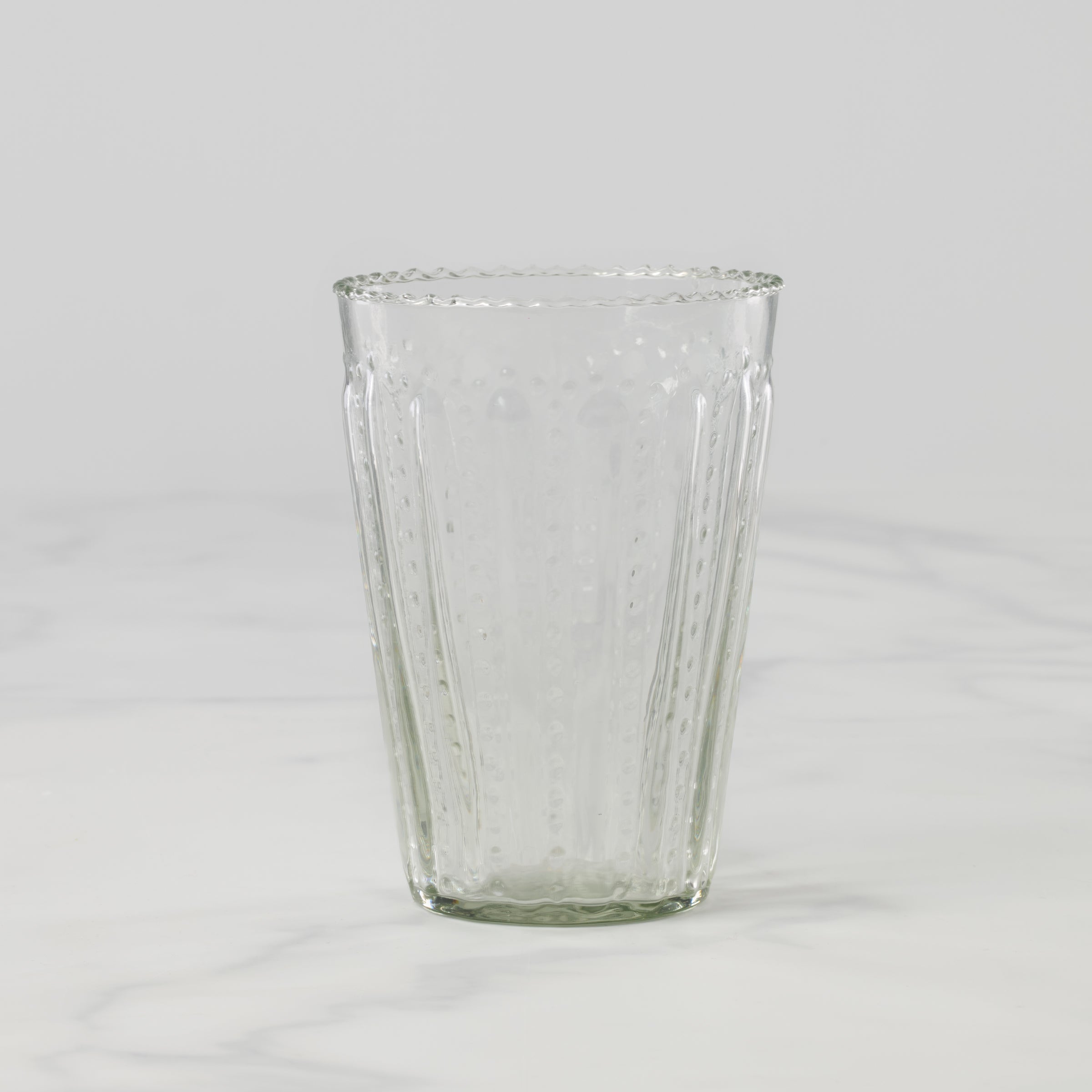 Handmade Ruffled Glass Tumbler - 16oz Insulated Drinking Cup with Lid & Straw - Perfect for Iced Coffee, Smoothies & Home Decor