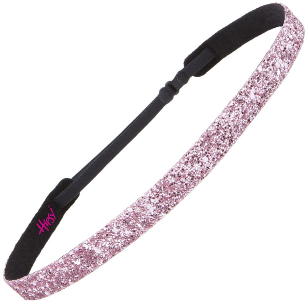 Hipsy Women's Adjustable No-Slip Light Pink Bling Glitter Headband for Sports & Workouts - 3 Pack - Perfect for Running, Yoga, Gym and Team Activities