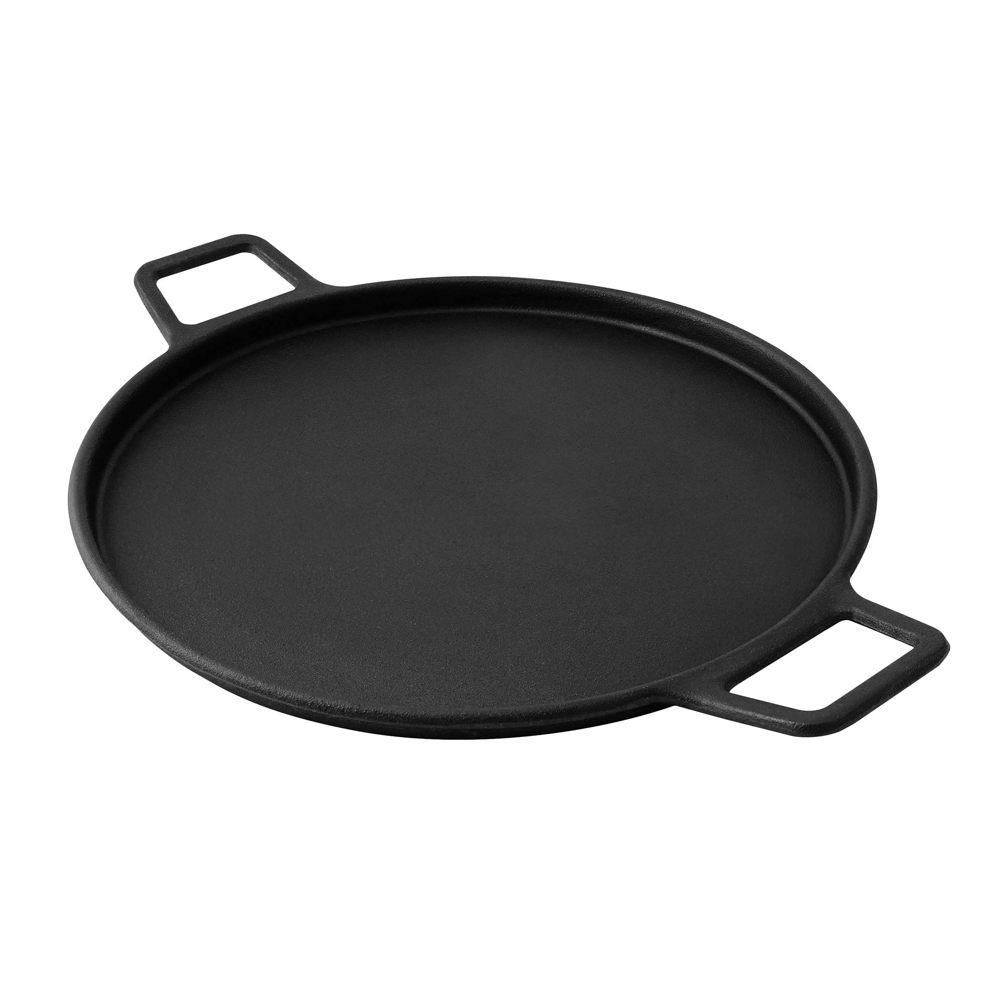 Kenmore Round Cast Iron Pizza Pan with Handles - Versatile Griddle for Crepes, Frozen Pizza, Tortillas & Baking - Stove, Oven, Grill & BBQ Safe - Perfect for Camping, Outdoor Cooking & Home Kitchen Use